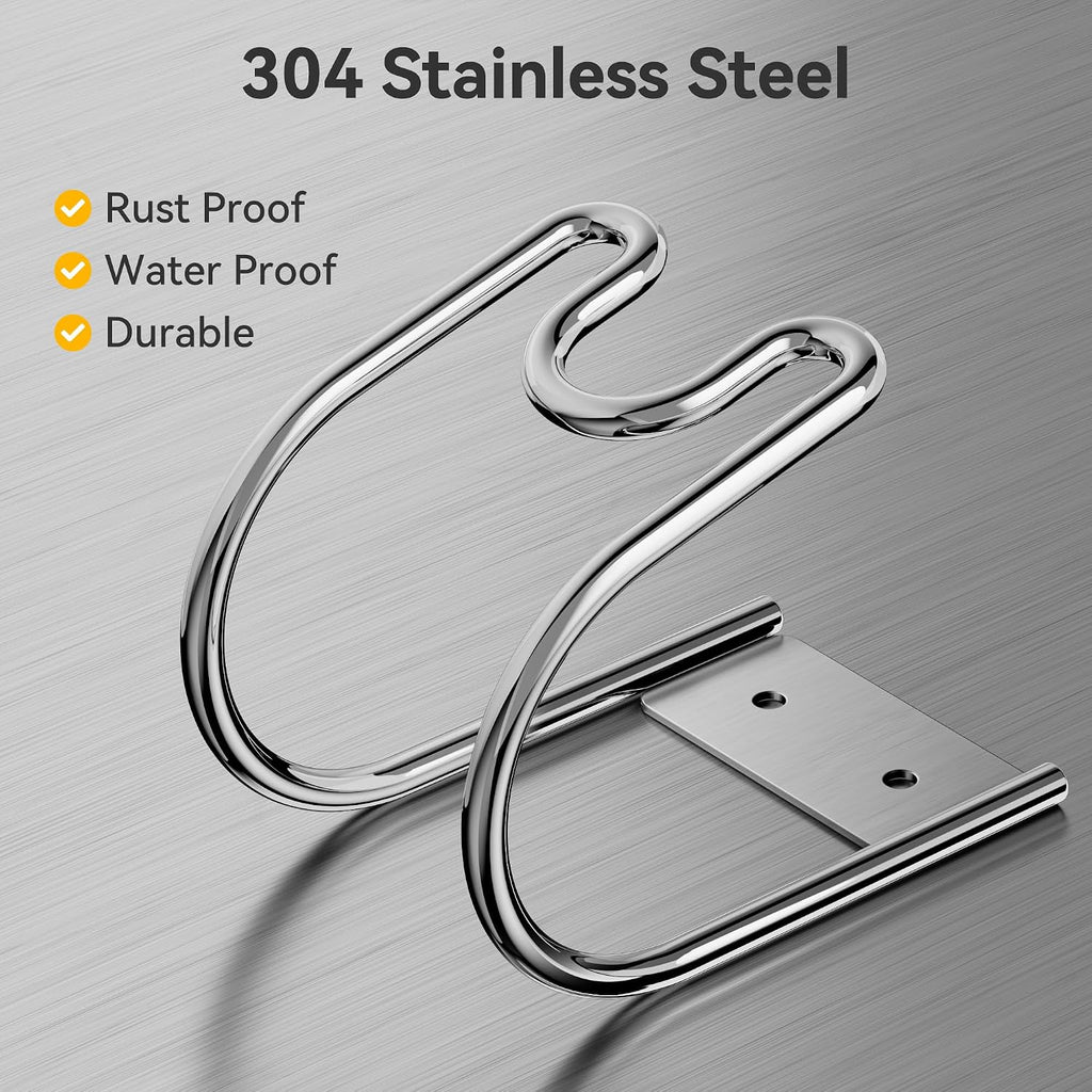 Garden Hose Holder Wall Mount - SS304 Stainless Steel Water Hose Hanger Heavy Duty Rack for Extension Cords Vacuum Hose