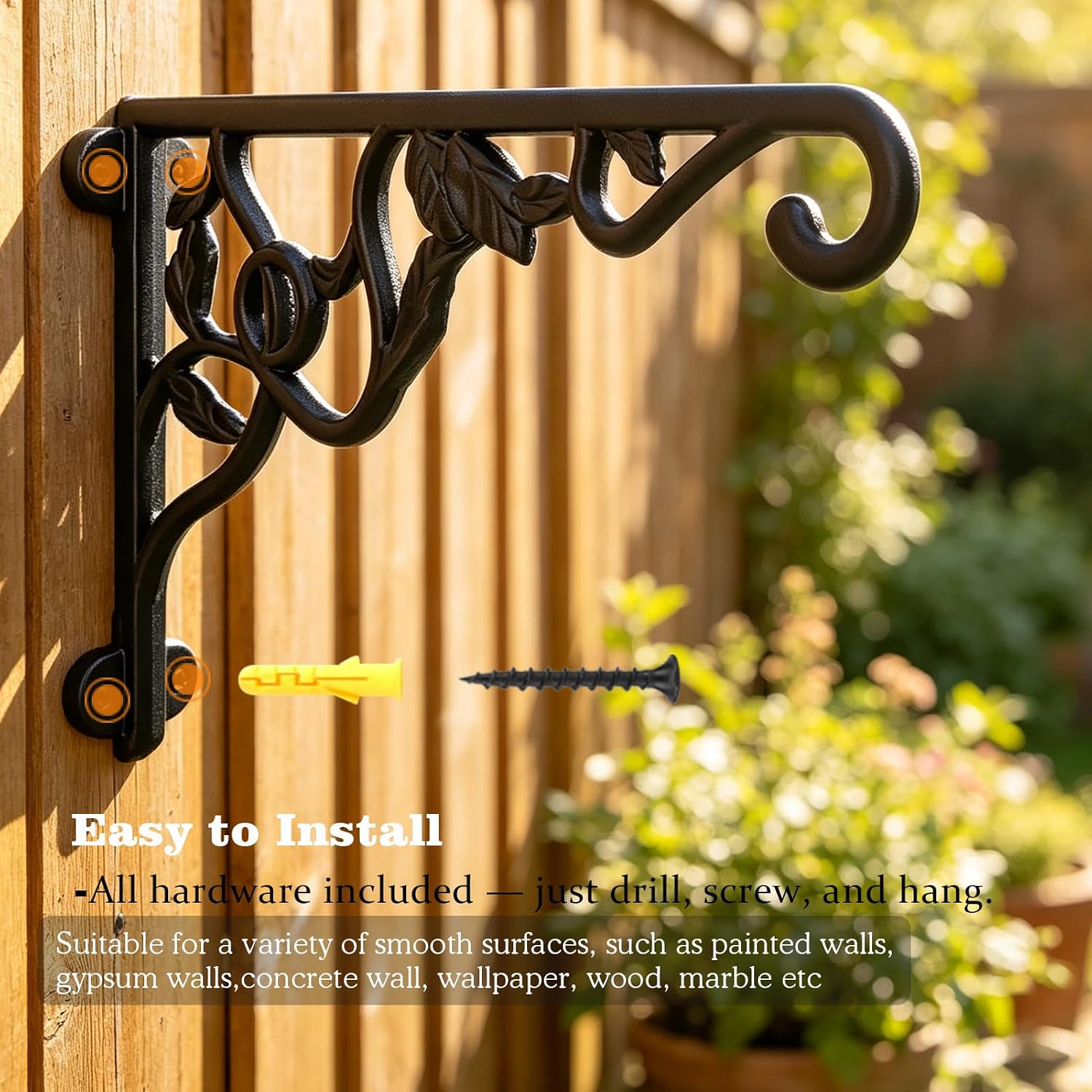 Heavy Duty Plant Hanger Bracket Set of 2, 13 inch RustProof Wall Mount Hook | 120LB Capacity, Bracket for Heavy
