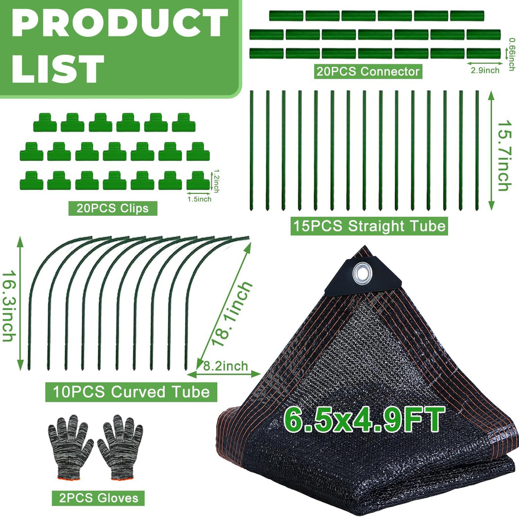 2026 Upgraded Garden Shade Cloth Kit 78.7"x59" Garden Shade Cloth for Plants Heat Protection with 5 Sets Garden Hoops