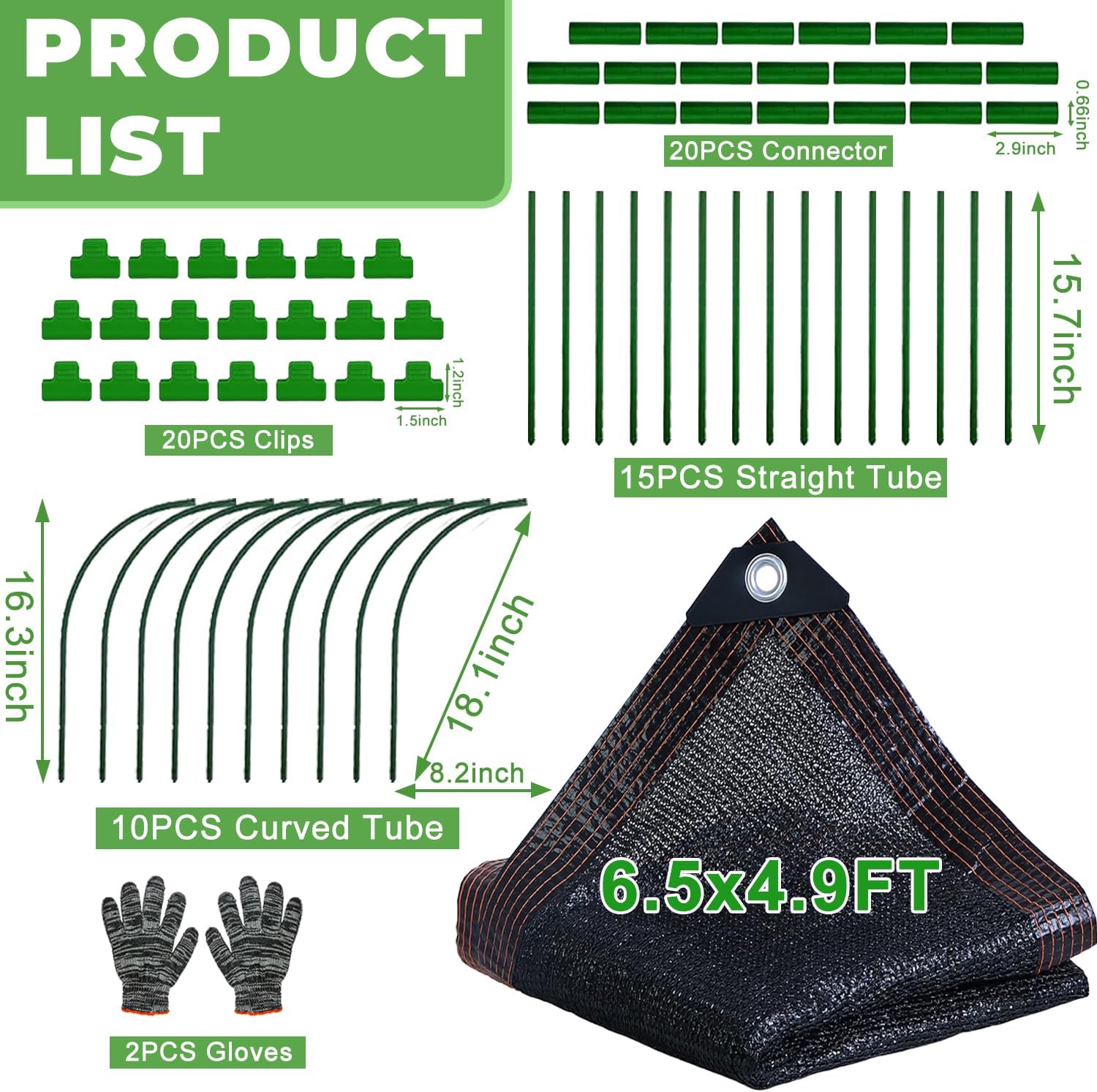 2026 Upgraded Garden Shade Cloth Kit 78.7"x59" Garden Shade Cloth for Plants Heat Protection with 5 Sets Garden Hoops