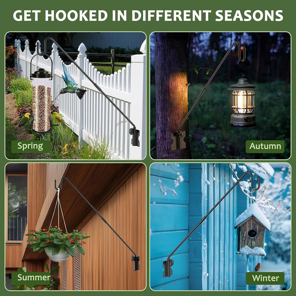 28" Wall Mount Heavy Duty Deck Hook | Powder-Coated Iron Resists Rust | 360° Rotation | Holds 30 Lbs | Ideal for Bird