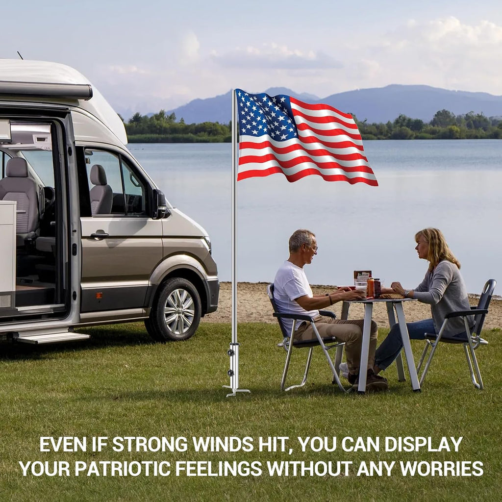 Flag Pole Holder for Ground - 4 Tips Heavy Duty Metal Ground Stake, Adjustable Flag Pole Ground Stake, Fits 1.43"