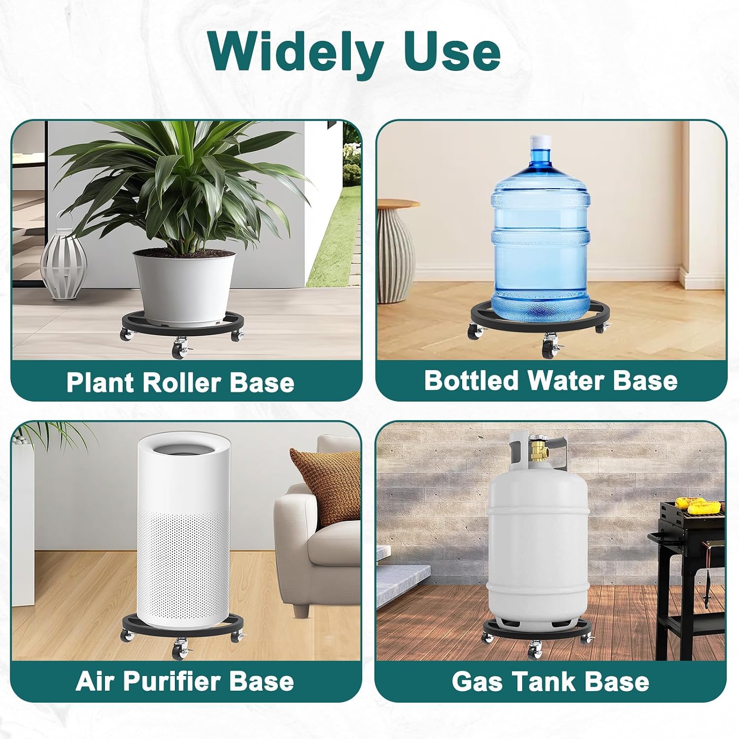 13" Metal Plant Caddy with Wheels, 2 Pack Rolling Plant Stand | Heavy Duty Plant Rollers with 360 Degree Lockable