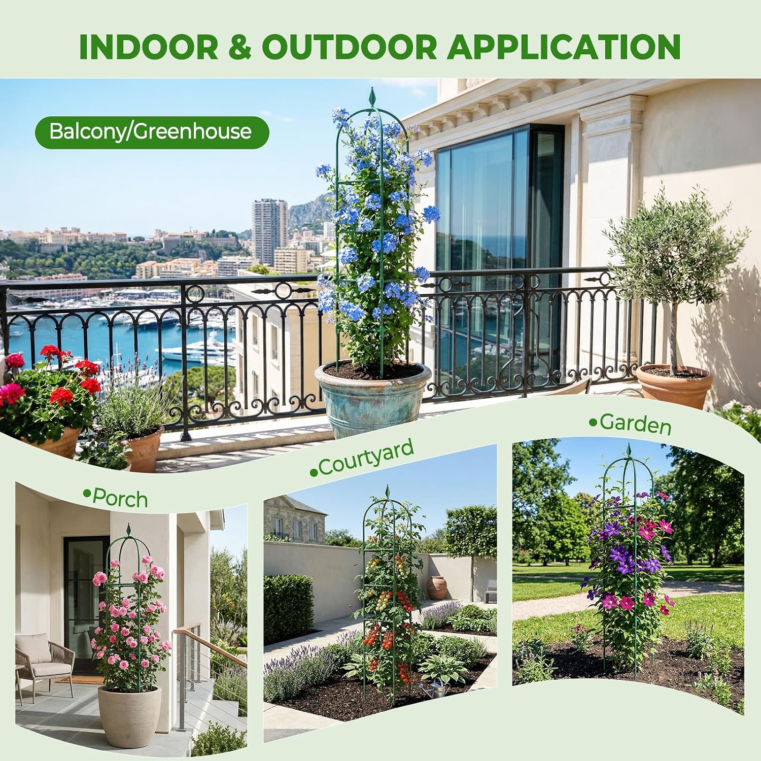 2 Pack Garden Obelisk Trellis for Climbing Plants, 6 FT Metal Rustproof Plant Support Rose Trellis, Tower Potted Cages