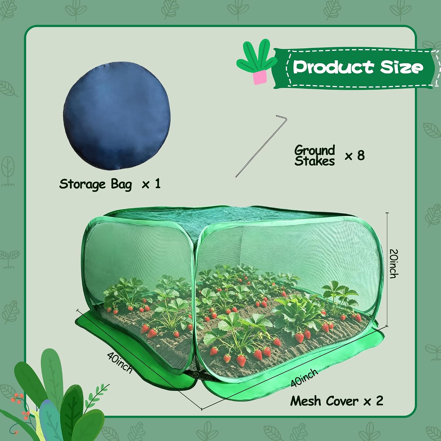 Pop Up Plant Netting Cover 40×40×20” Shade Mesh Cage Shade Top + Mesh Side | Shade Top + Mesh Side