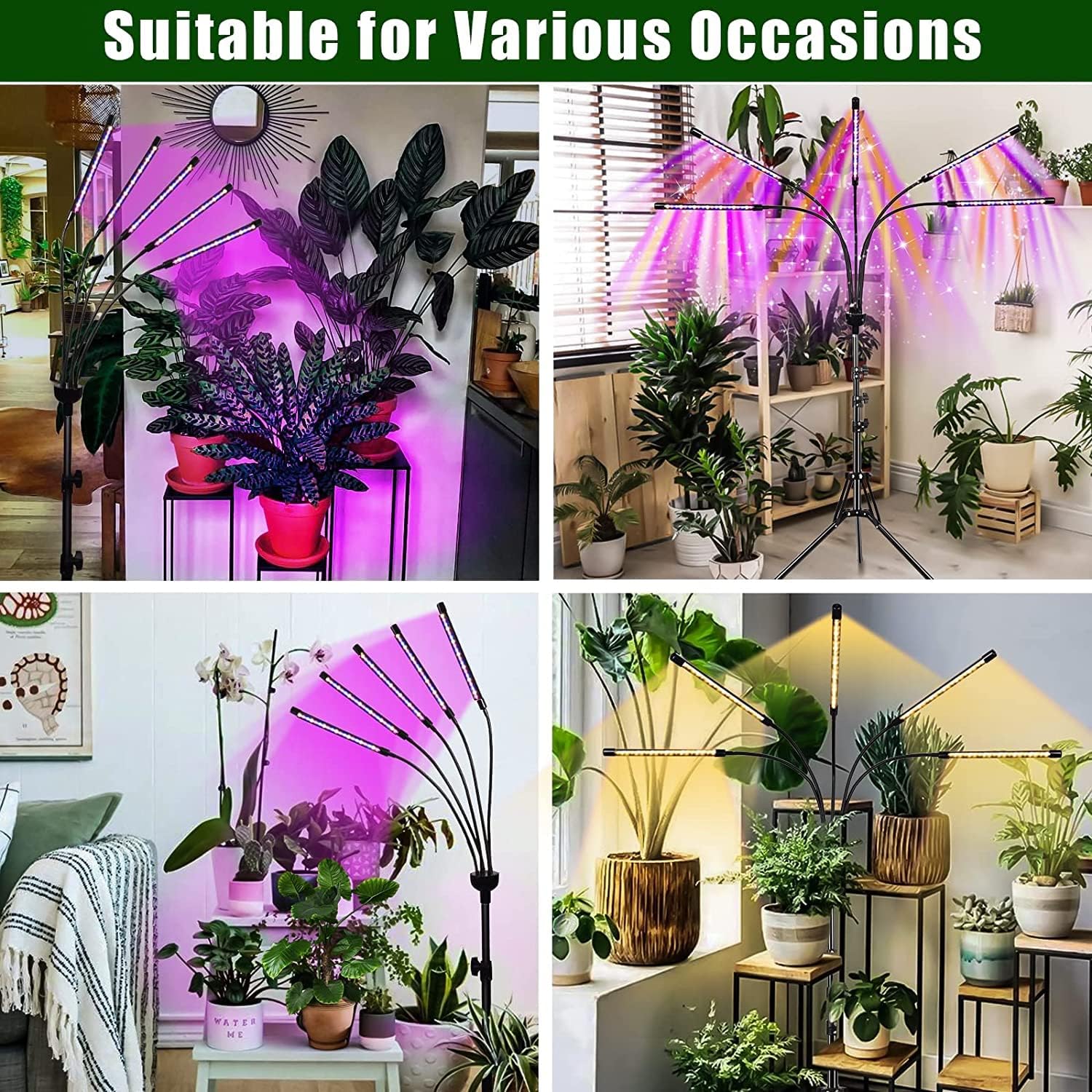 yentbokj Grow Lights for Indoor Plants,5 Heads Red Blue White Full Spectrum Plant Light with 15-60" Adjustable Tripod