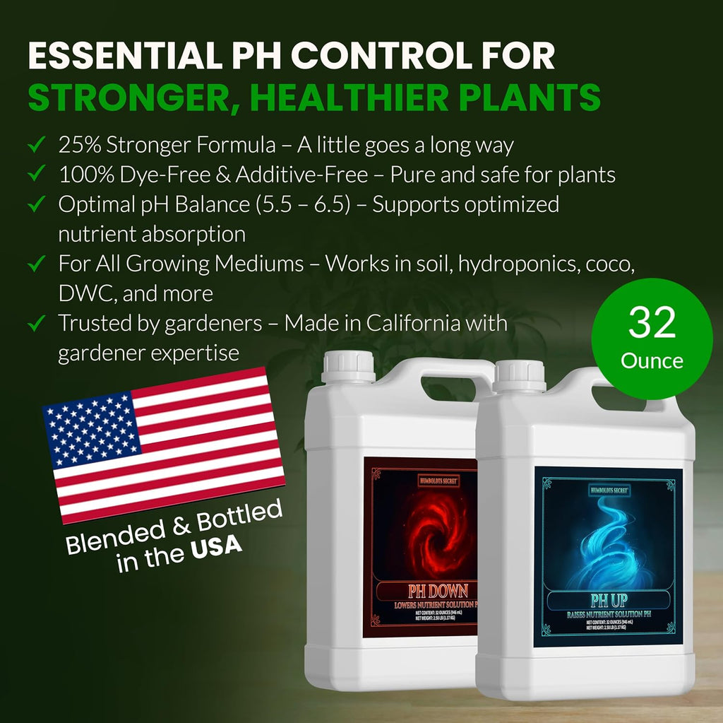 Humboldts Secret pH Up and pH Down Control Kit | Liquid Nutrient Solution Balancer for Plants | for Soil, Hydroponic