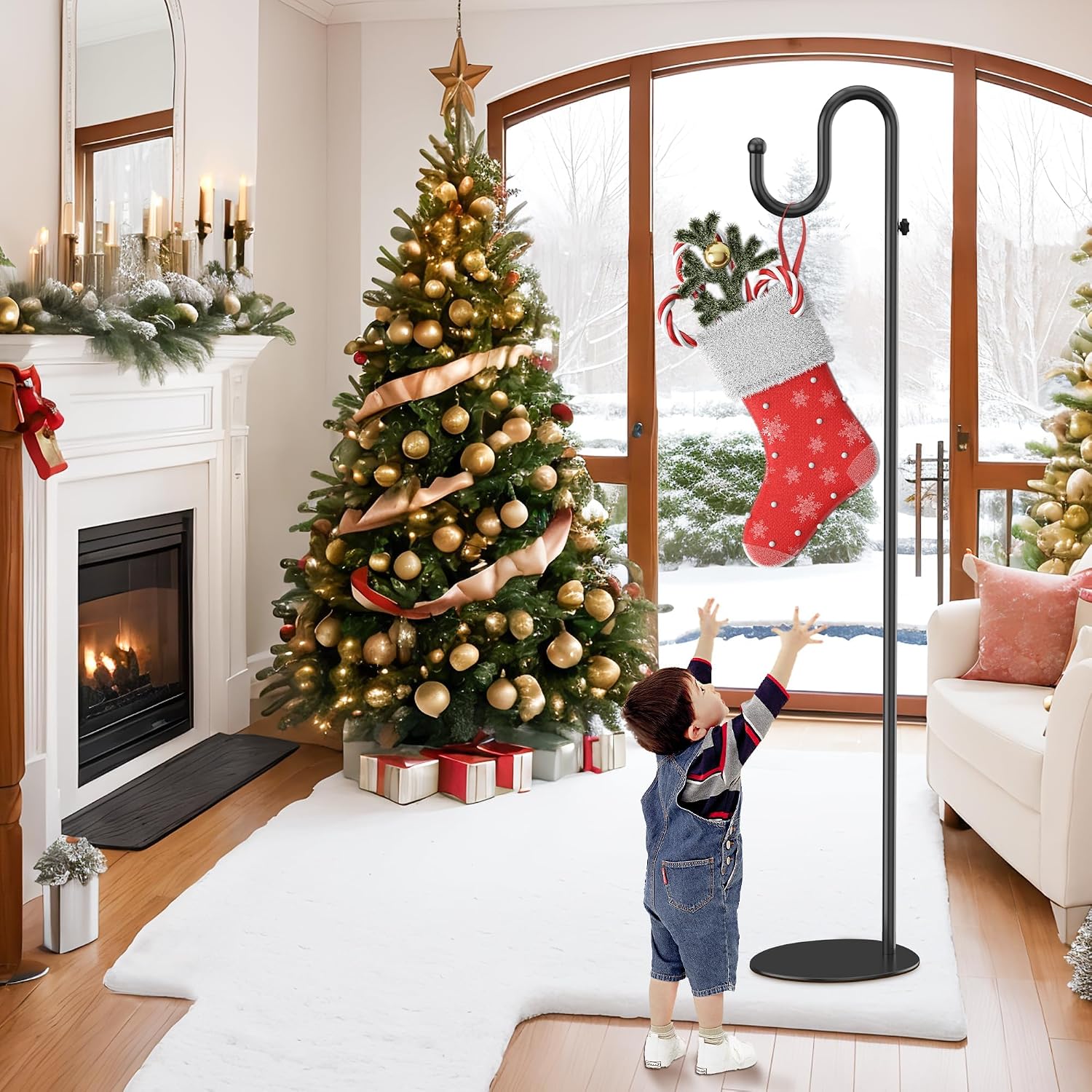 74" Shepherds Hook Stand: Hanging Bird Feeders, Plants, and Wind Chimes | Heavy Duty, Adjustable, Free Standing Pole