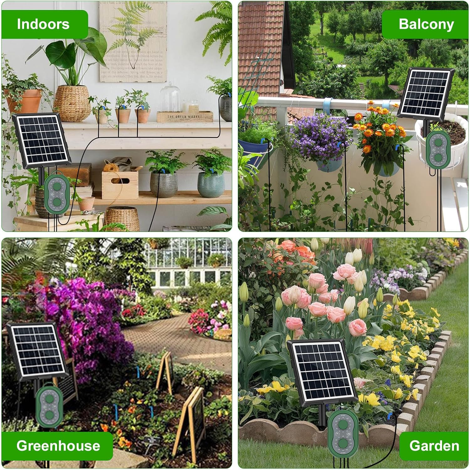 50FT Automatic Solar Drip Irrigation System, Solar Automatic Plant Waterer Kit, Supported 15 Pots, Indoor/Outdoor