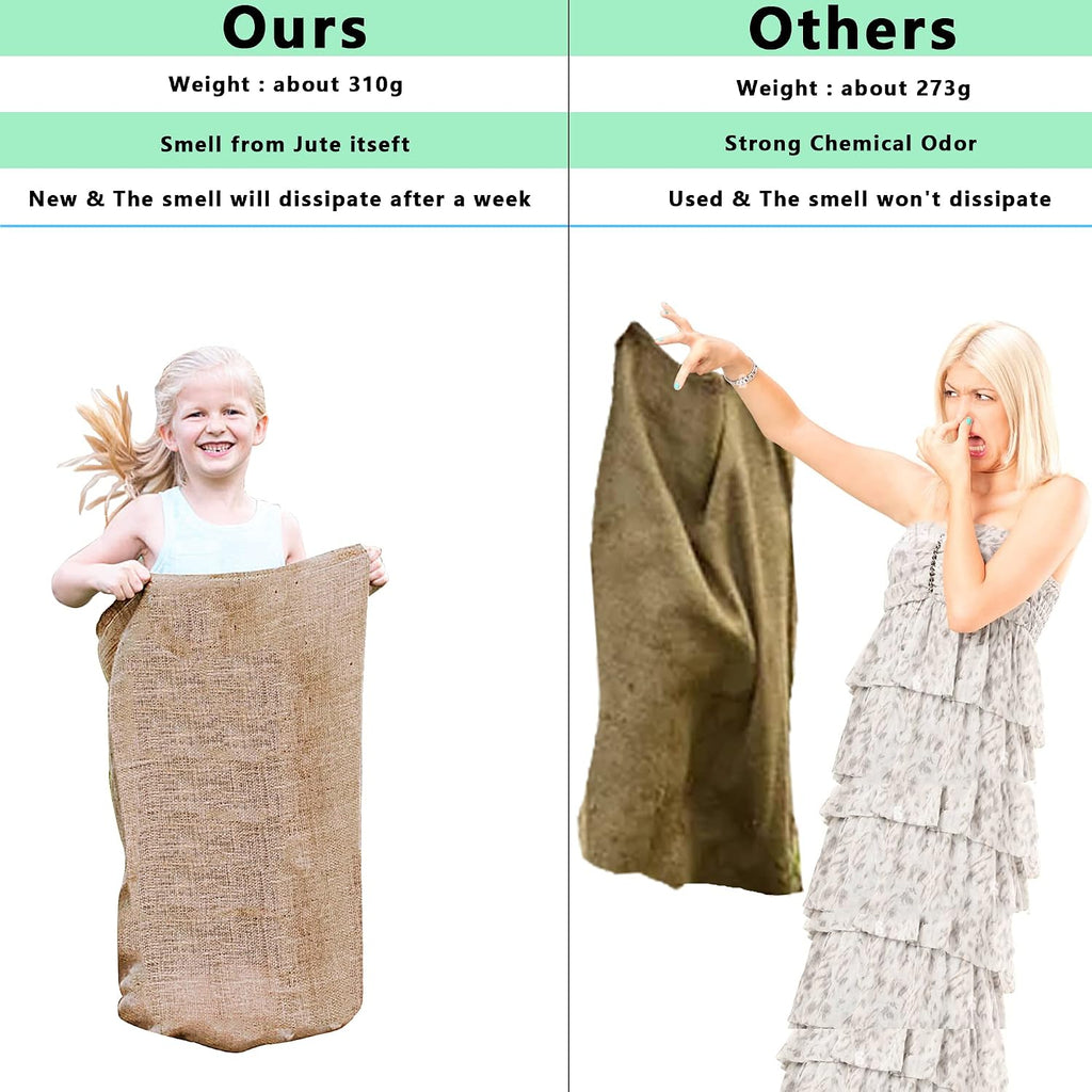8 Pack Burlap Potato Sack Race Bags, 24"x40" Outdoor Lawn Games for Kids & Adults, Outside Yard Games for Birthday