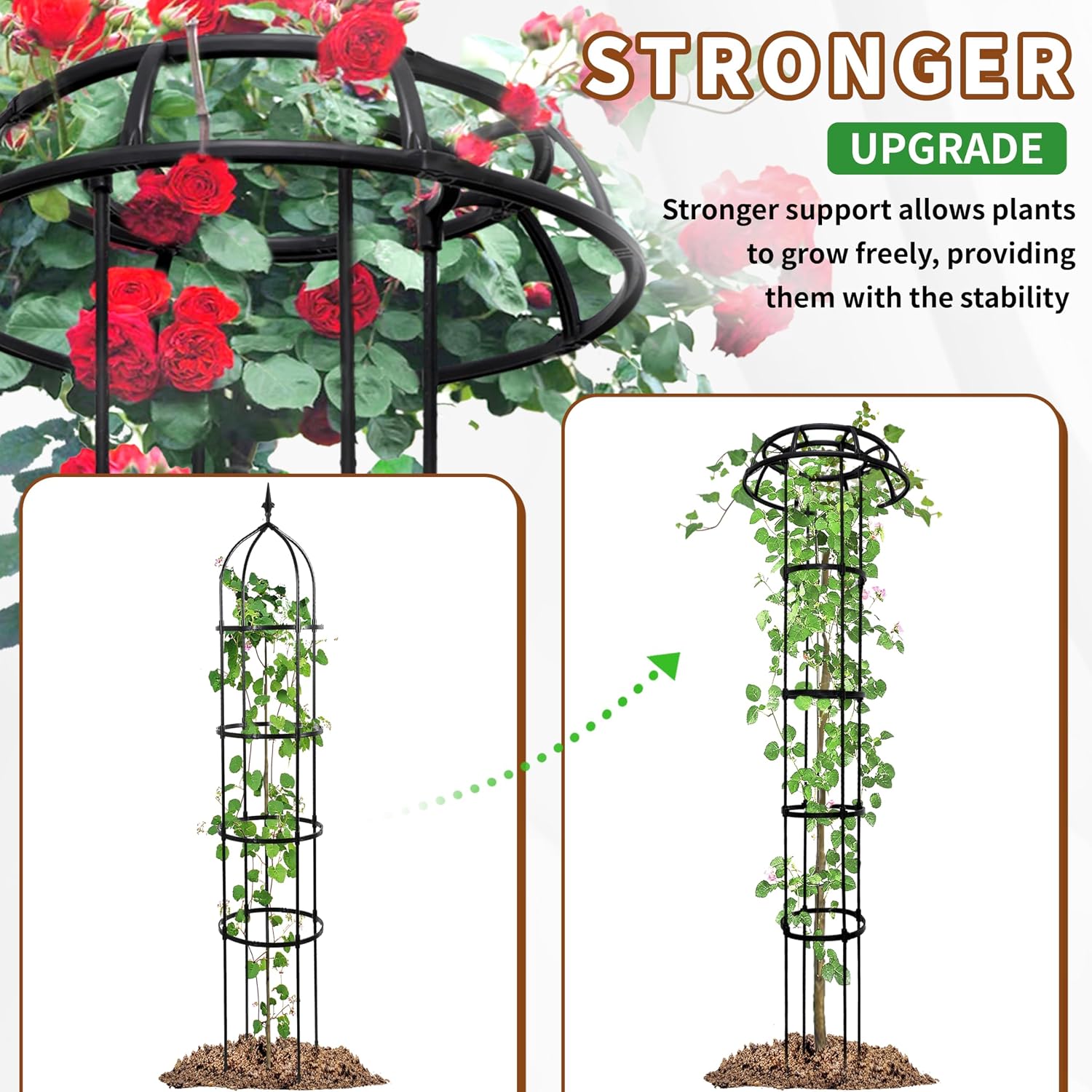 Mushroom Obelisk Trellis for Climbing Plants Outdoor 65", Adjustable Weatherproof Garden Umbrella Plant Trellis Support
