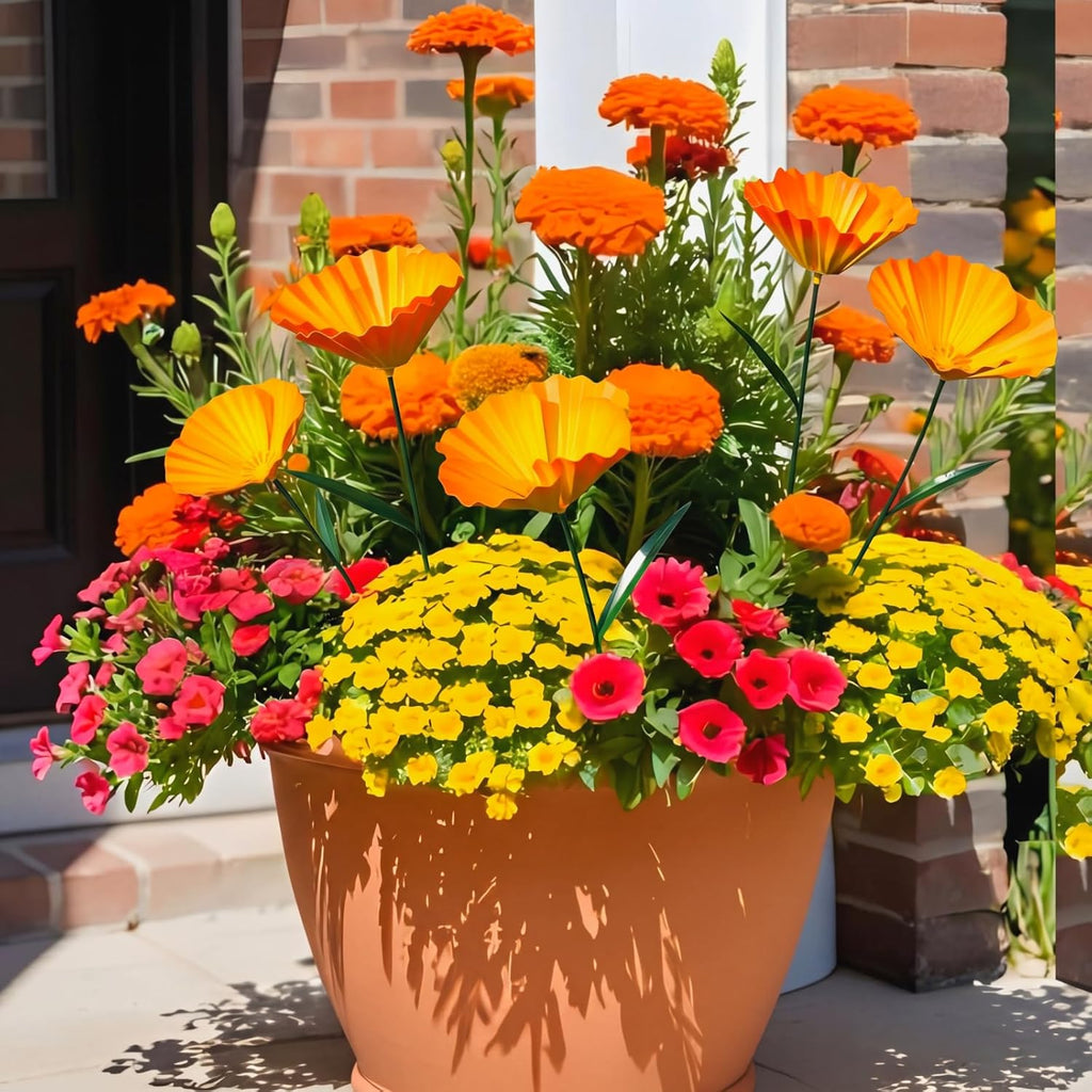5 Pack Metal Flowers Garden Stake Decor for Outside 25. 2 Inch Metal Flowers Stakes Garden Decorations for Outdoor Yard