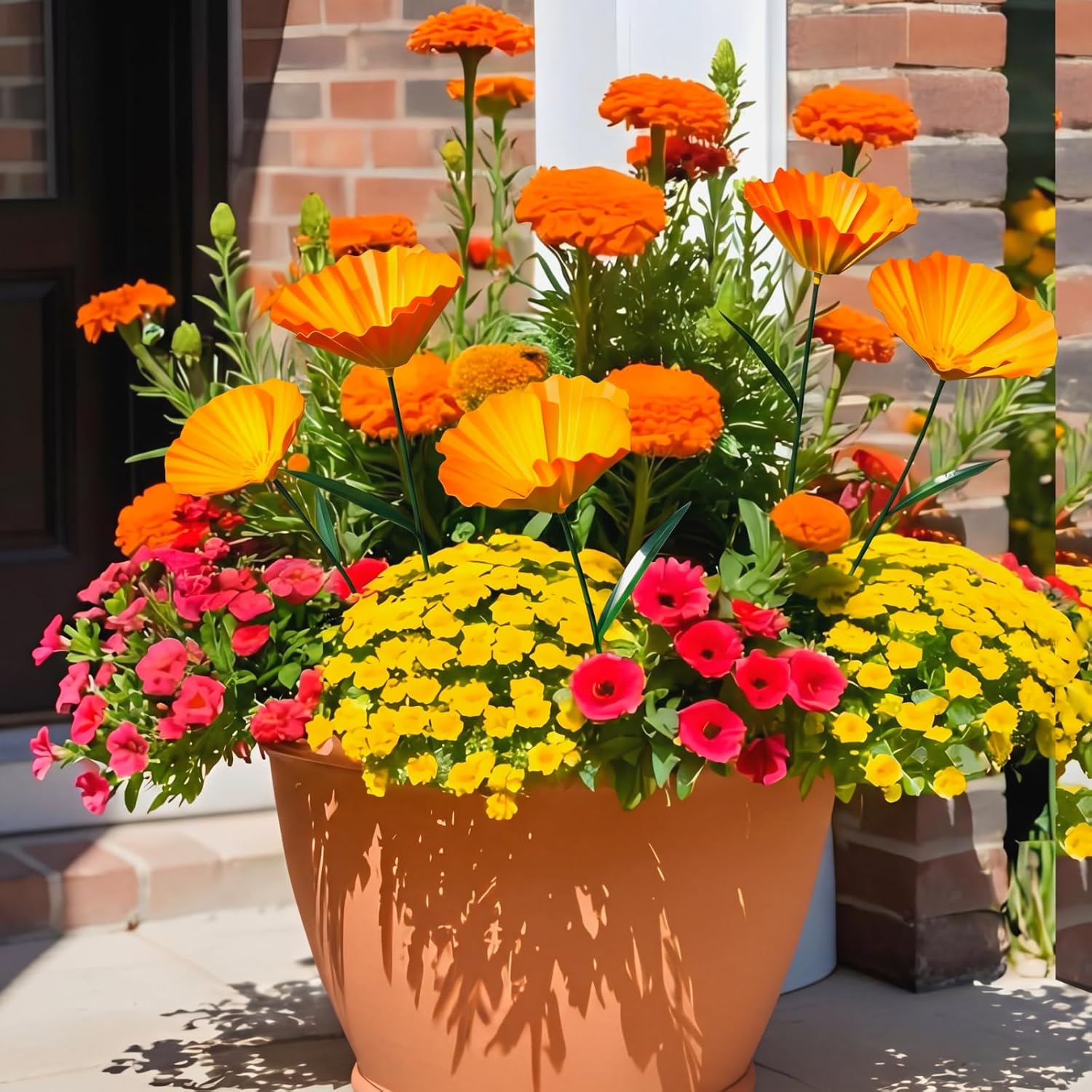 5 Pack Metal Flowers Garden Stake Decor for Outside 25. 2 Inch Metal Flowers Stakes Garden Decorations for Outdoor Yard