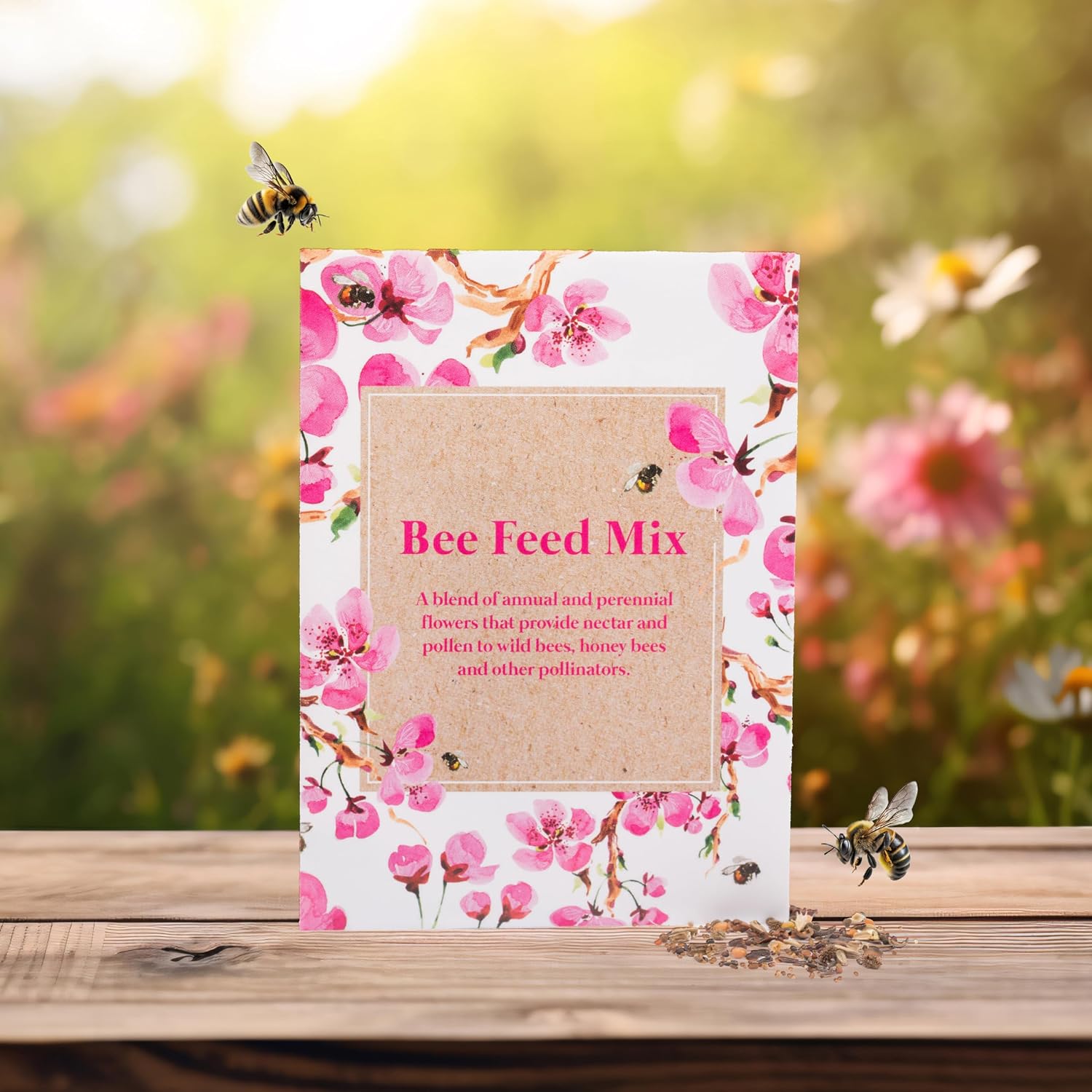 Bentley Seed Flower Mix - Pollinator Seed Mix with 5 Wildflower Seed Packets - Non-GMO Pollinator Seeds - Eco-Friendly