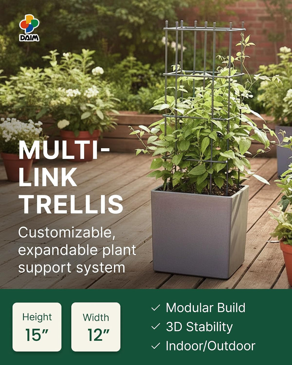 DAIM Multi Link Trellis Plant Support Garden Trellis for Climbing Plants Outdoor Plant Supports for Indoor Plants