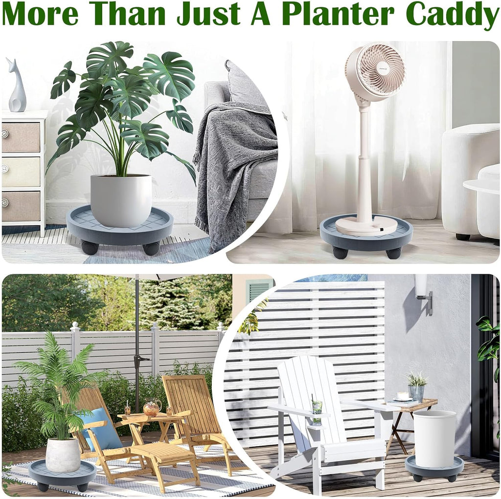 K KASONIC 12 Inch Plant Caddy with Wheels, 220LBS Capacity Rolling Plant Stand Dolly, 2 Pack Round Planter Saucer Mover