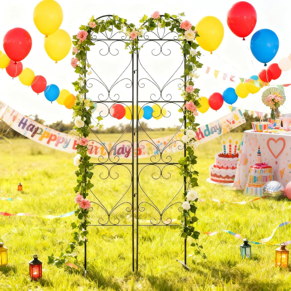 2 Pack Garden Trellis, Metal Trellis for Outdoor Climbing Plants | Sturdy Plant Support Frame for Roses, Vines &