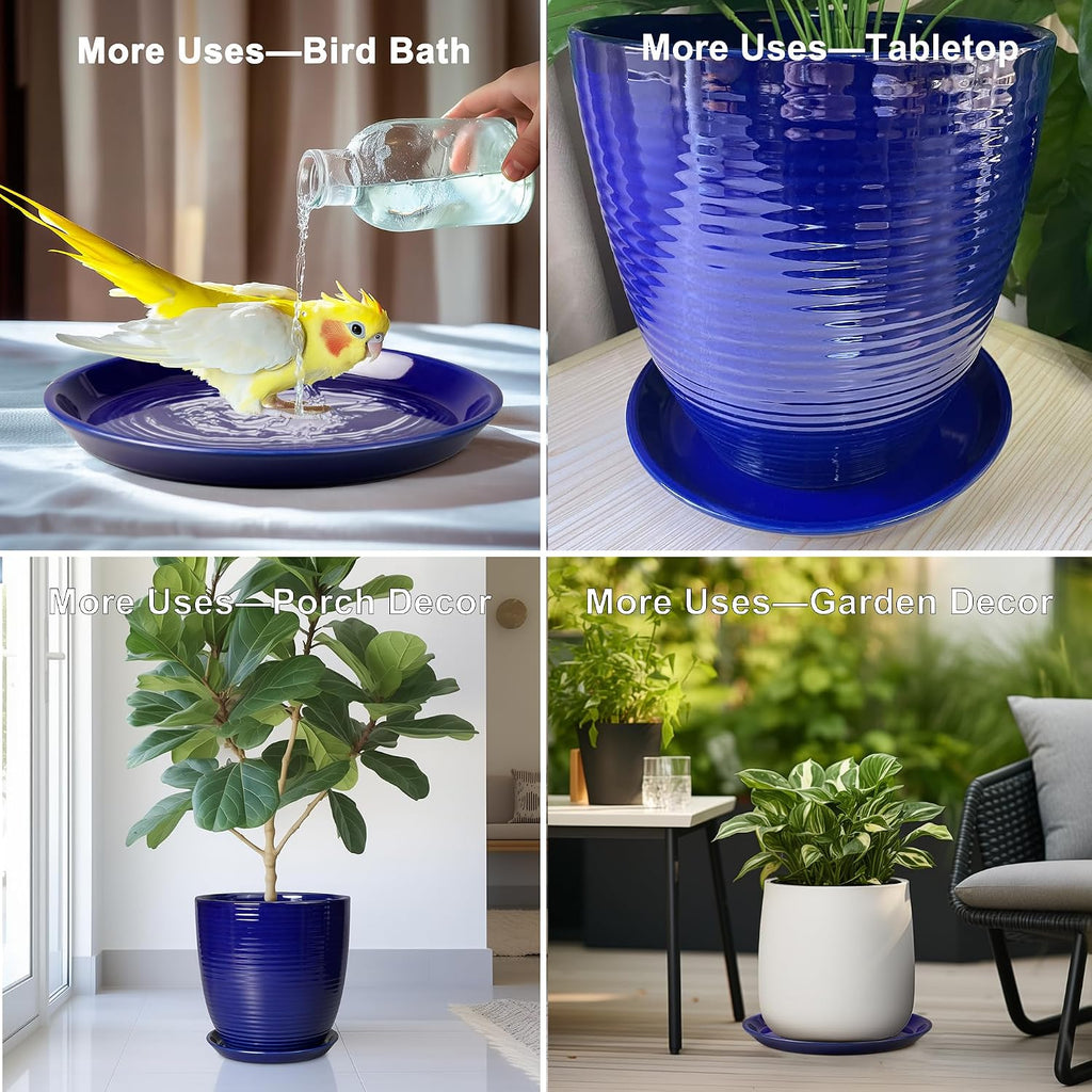 Plant Saucer for Outdoors - Ceramic Plant Saucer, 10 Inch Plant Trays for Indoors, Round Flower Pot Saucer, Large Plant