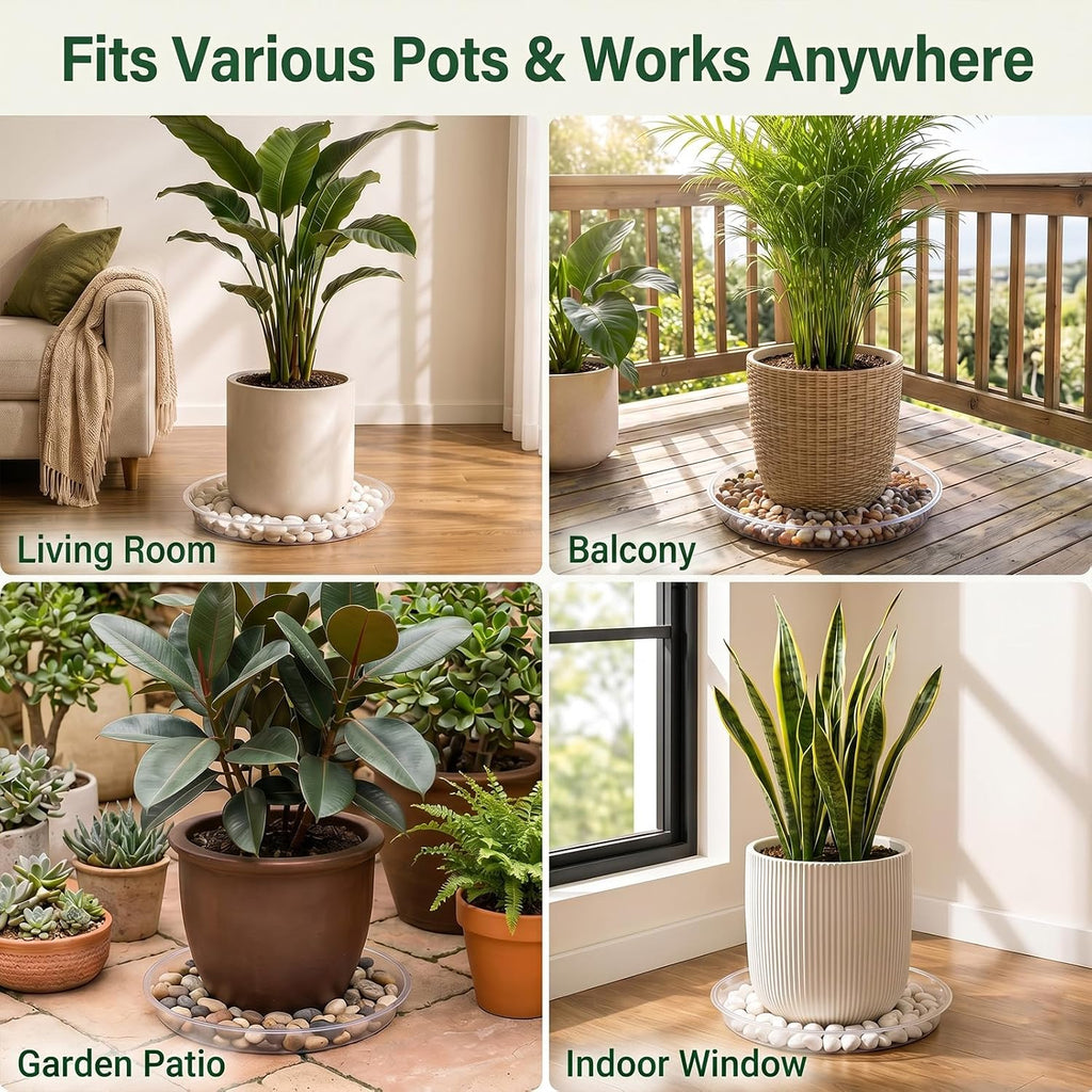 15 16 17 18 19 20 21 22 Inch Clear Plastic Plant Saucers for Indoors, Durable Plant Trays for Pots and Plant Water