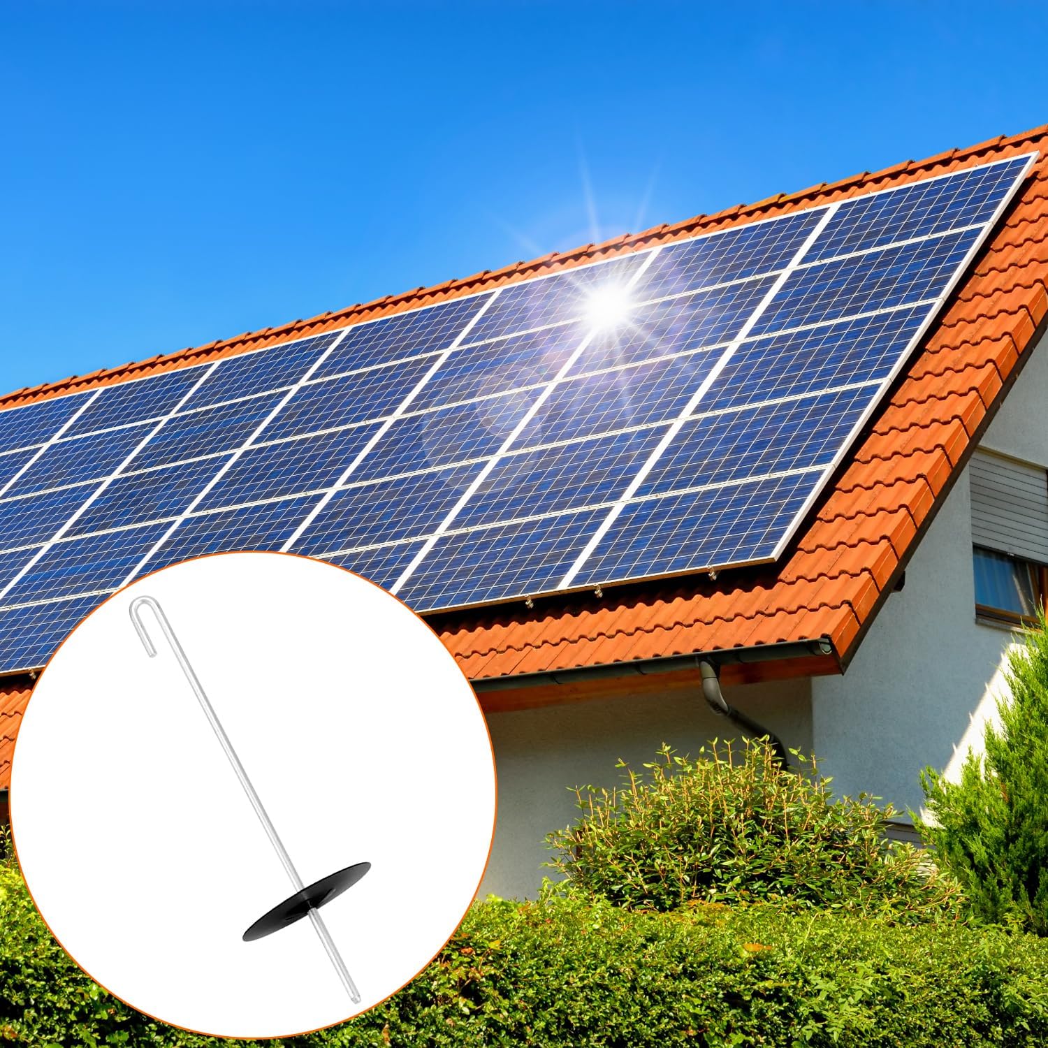 QWORK 200-Pack Stainless Steel Solar Panel Guard Clips with Self-Locking Washers and J Hooks –UV-Protected, Animal
