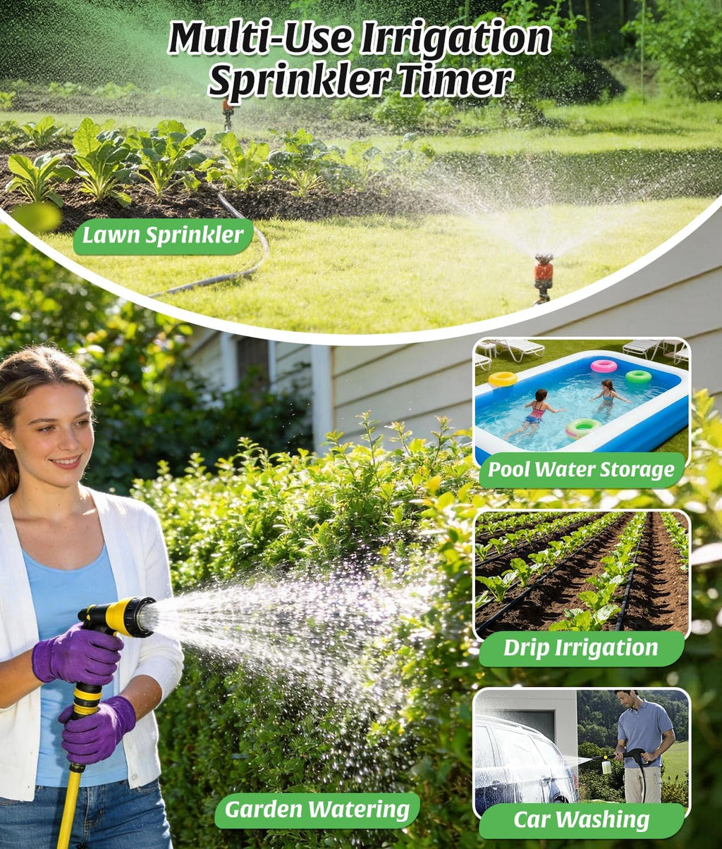 Brass 2 Zone Water Hose Timer, Waterproof Programmable Sprinkler Timer | Automatic Two Zone Irrigation Controller with