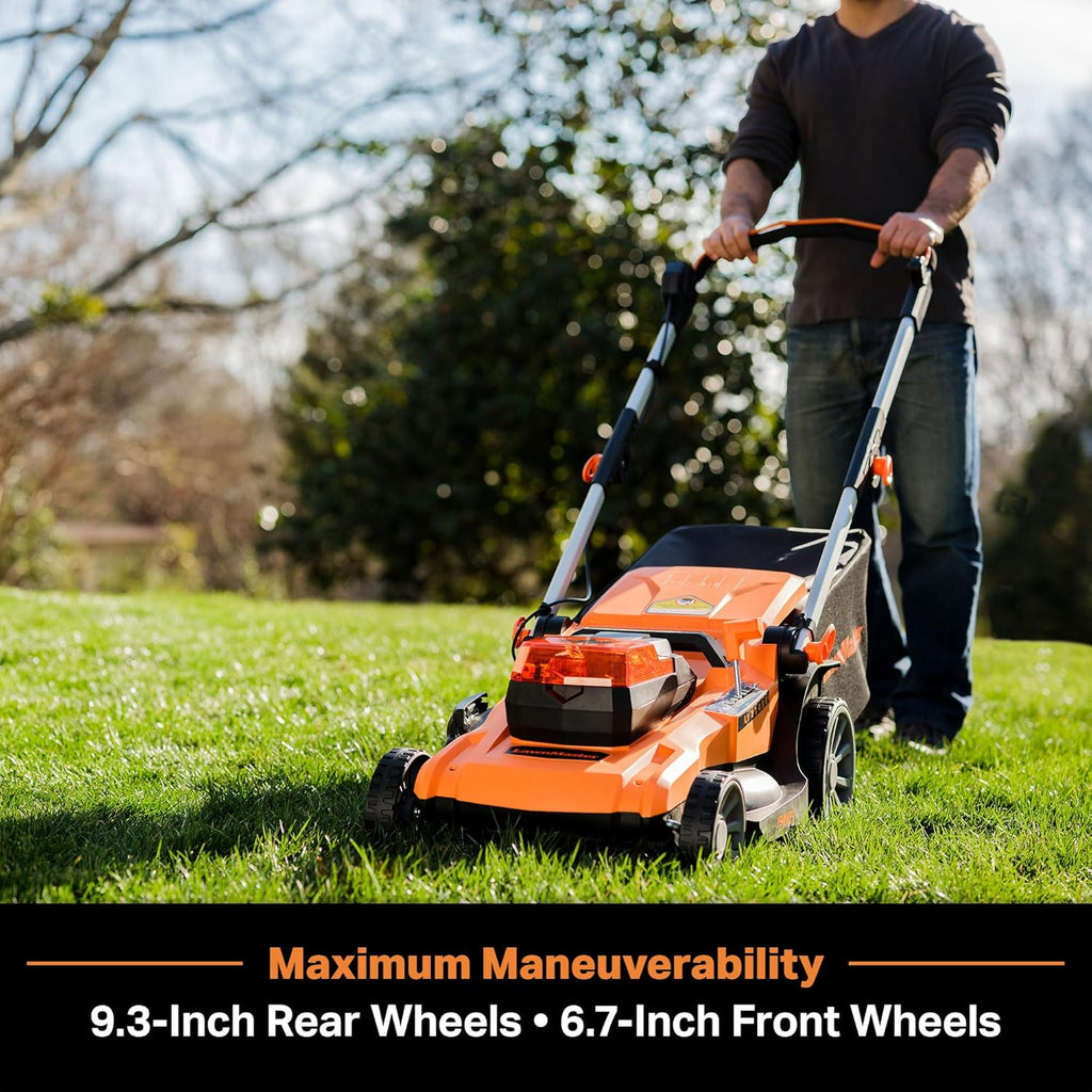 LawnMaster 48V MAX Electric Lawn Mower, 19-inch Brushless Cordless Lawn Mower with 2X24V MAX 4.0Ah Battery and a Dual