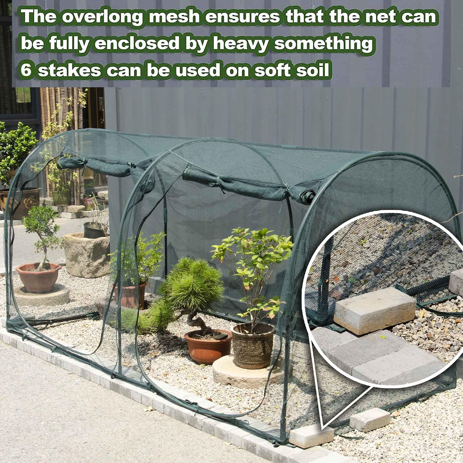Large Tunnel 8.2'x4' Plant Netting Cover 4FT Tall Crop Cage Netting Pest Guard Cover for Vegetables Fruits Durable