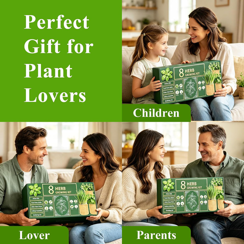 Indoor Herb Garden Kit, Culinary Herb Starter Kit with Seeds & Tools for Beginners, Kitchen Decor, House Warming Gifts