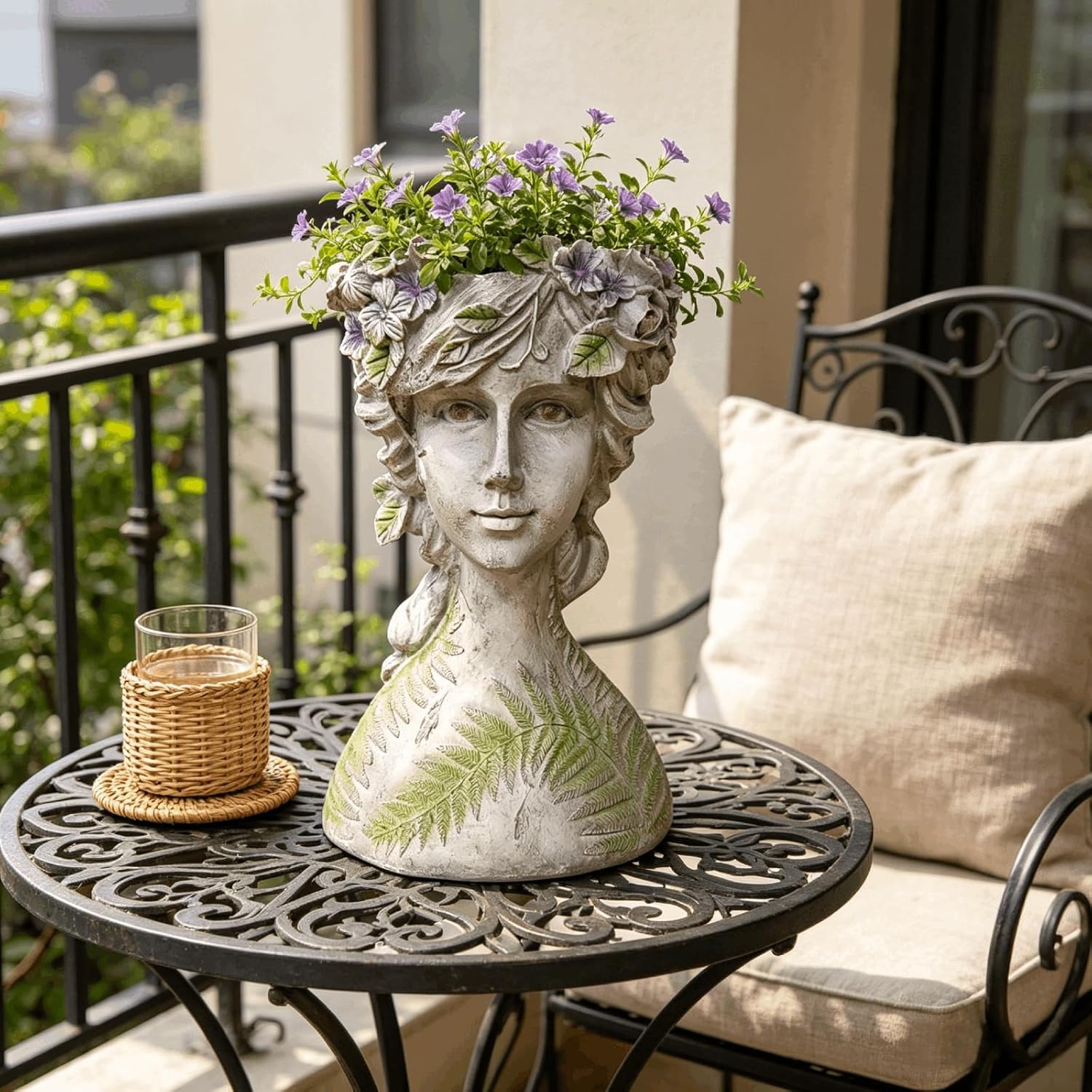 DiliComing Head-Planter Face-Planters Pot - 10 Inch Flower Pots Outdoor with Drainage Hole, Face Flower Pot Head