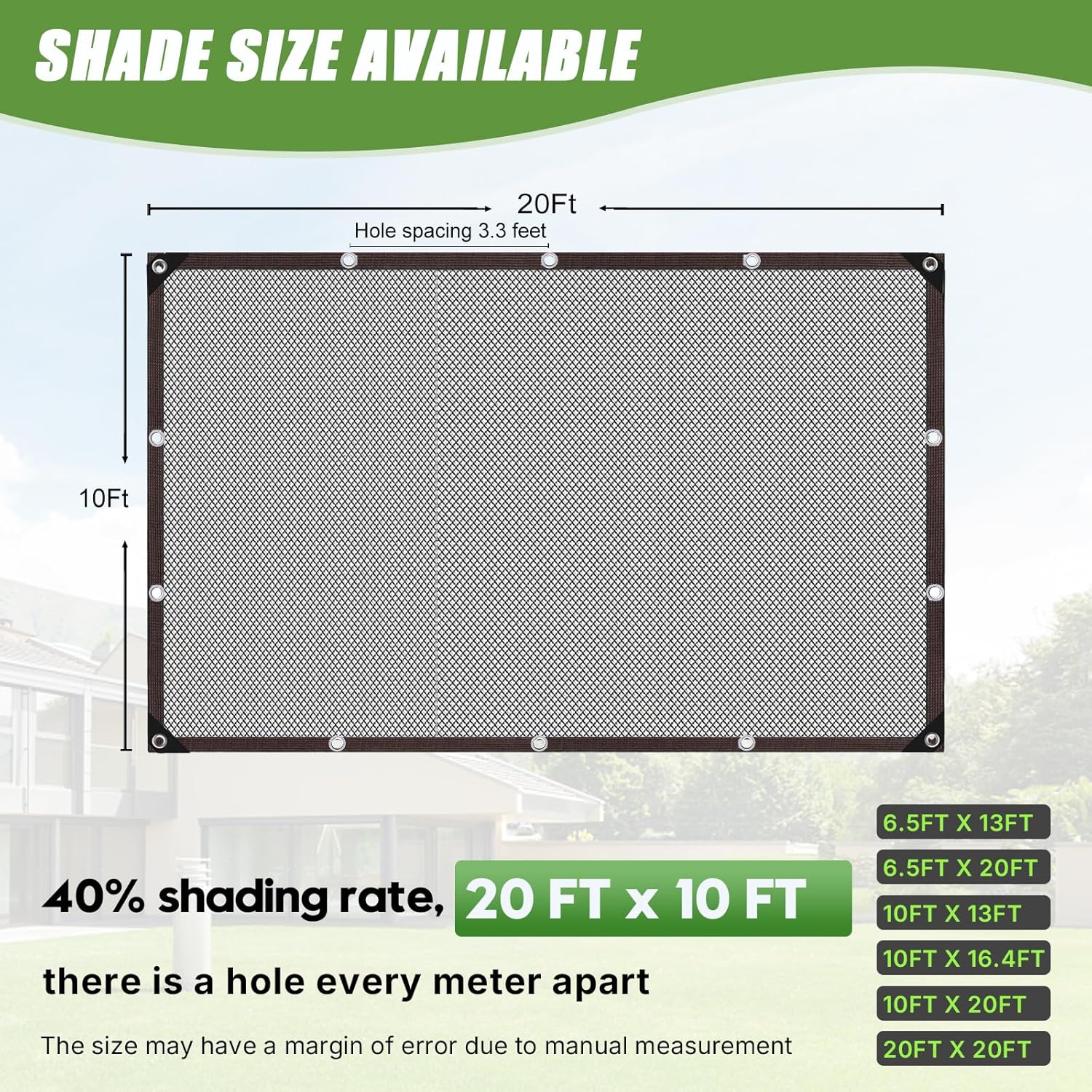 Storystore 40% Shade Cloth, 10Ft x 20Ft Heavy Duty UV Mesh with Grommets | Optimal Sunlight Balance | Heavy-Duty HDPE