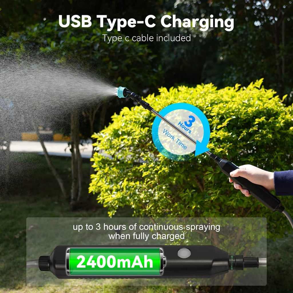 TOOVEM Electric Garden Sprayer, Portable Battery Powered Watering Wand | Electric Garden Sprayer, Portable Battery