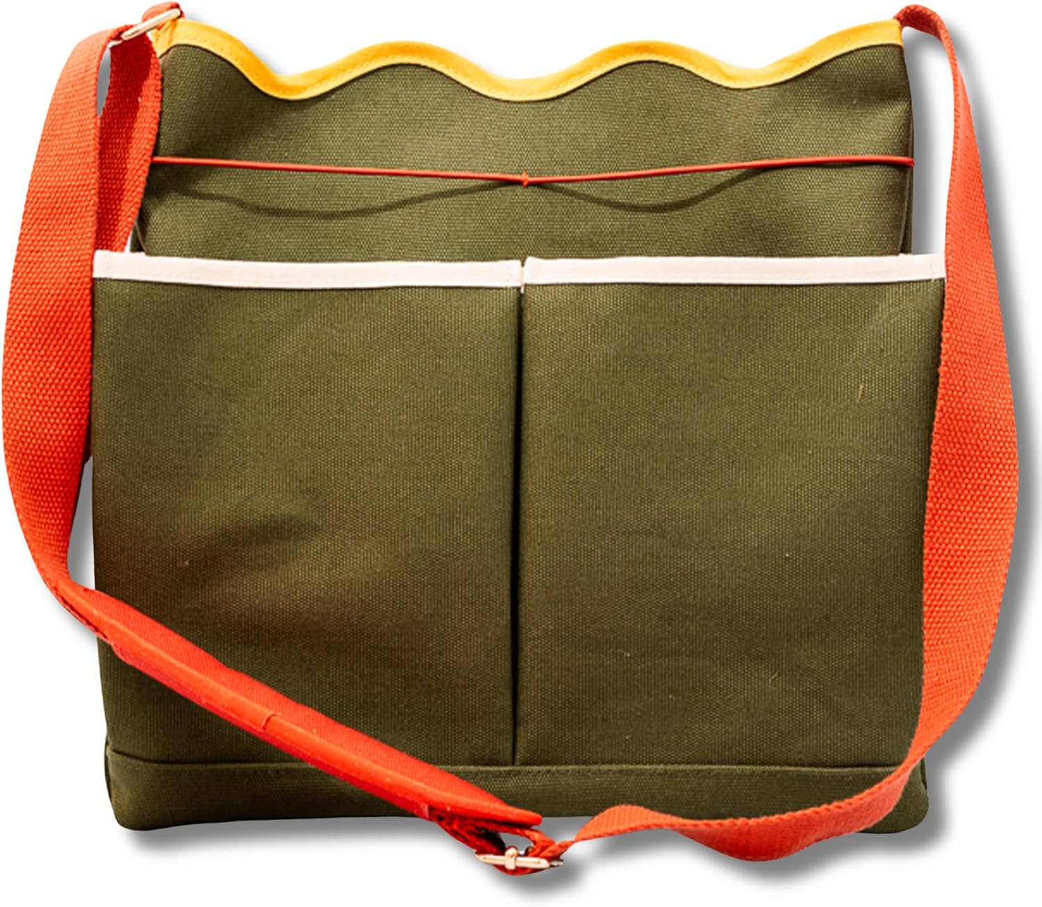 ban.do Garden Tool Bag, Cotton Canvas Outdoor Bag with EVA Lining and Scalloped Edges, Colorblock