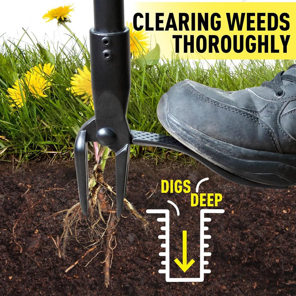 Weed Puller Tool Stand Up Heavy Duty, 45" Weed Remover Tool with Long Handle and 4-Claw Steel Head, Manual Weeding Tool