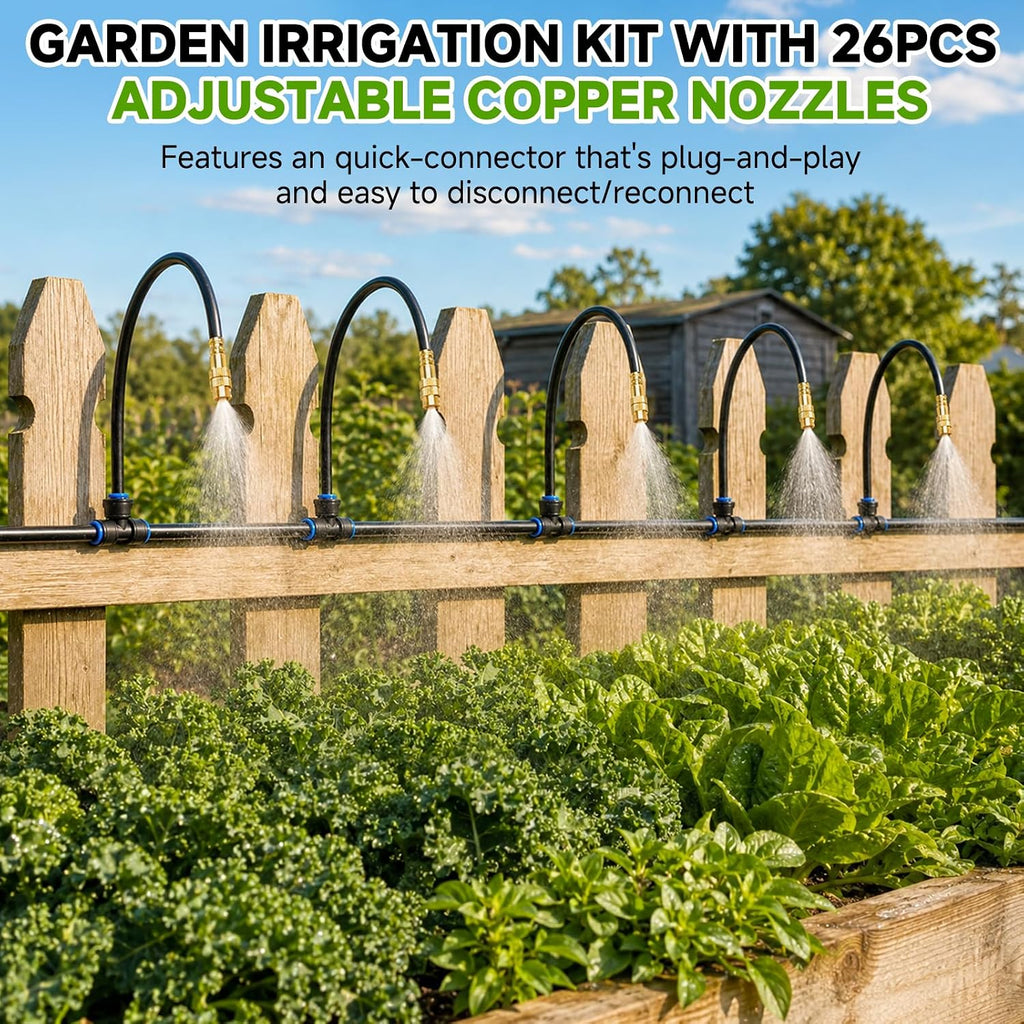 120FT Drip Irrigation System for Garden, 360° Bendable Garden Watering Kit