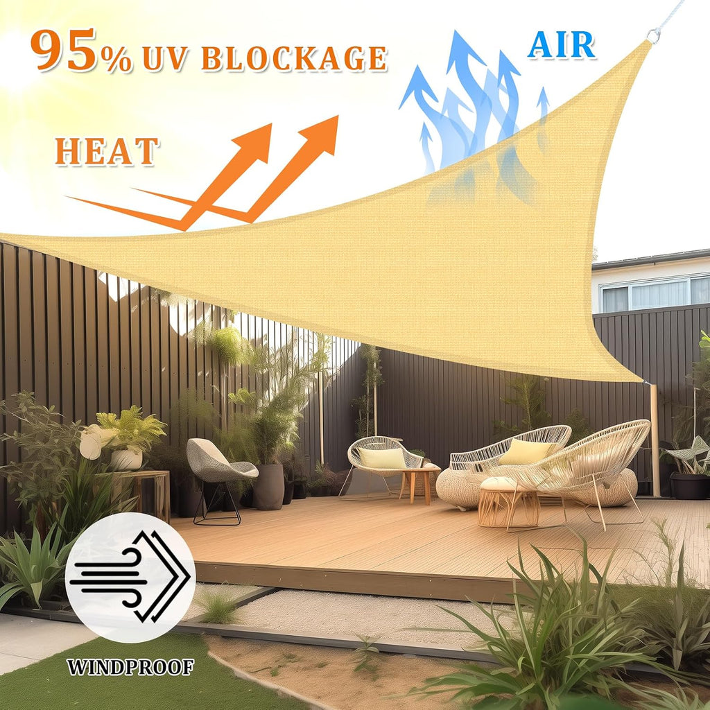 Shade&Beyond Triangle Sun Shade Sail 16'X16'X16' Permeable Canopy Sand for Patio Garden Yard Deck Pergola (We Make