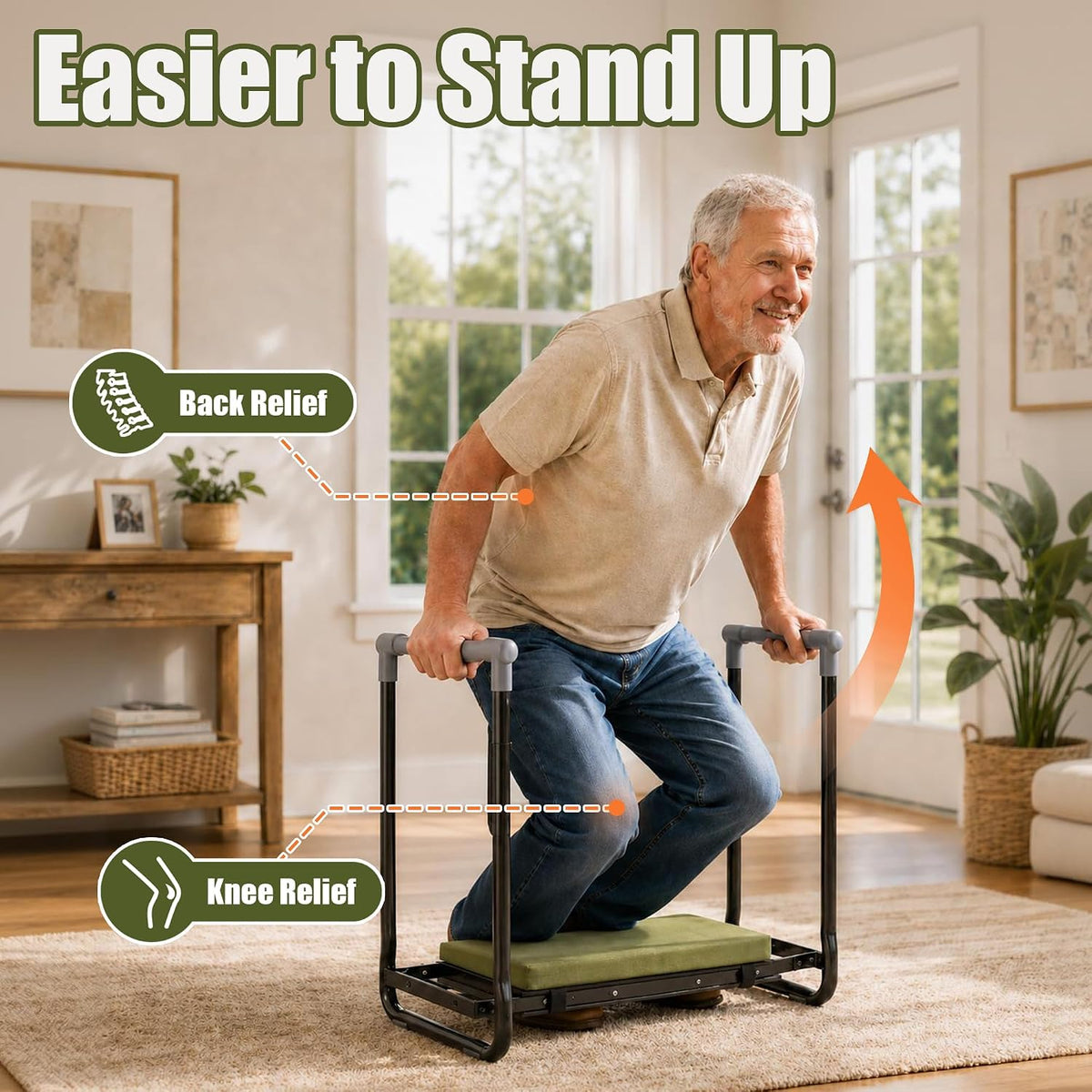 Garden Kneeler and Seat, Foldable Garden Stool, with Kneeling Pad & Bag | Garden kneeling pad, Garden stools for