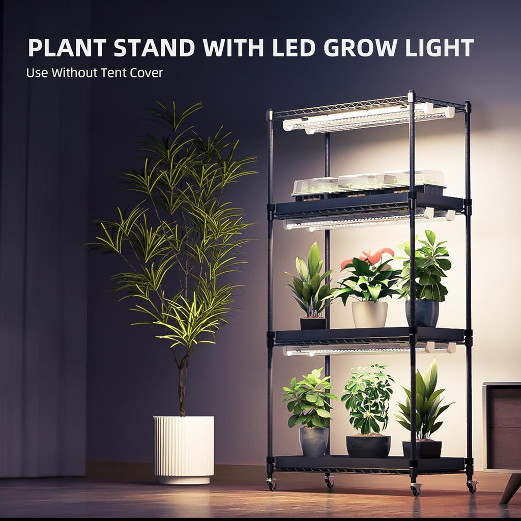 Spider Farmer 4 Tier Plant Stand with Grow Lights Indoor Greenhouse Shelf | 120W Full Spectrum LED Grow Lights, Grow
