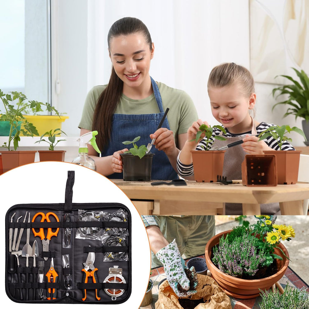 Bonsai Tools Kit 20 Pcs Garden Tools Set for Beginner, Gardening Gift for Women Men, Includes Bonsai Wire Kit, Plant