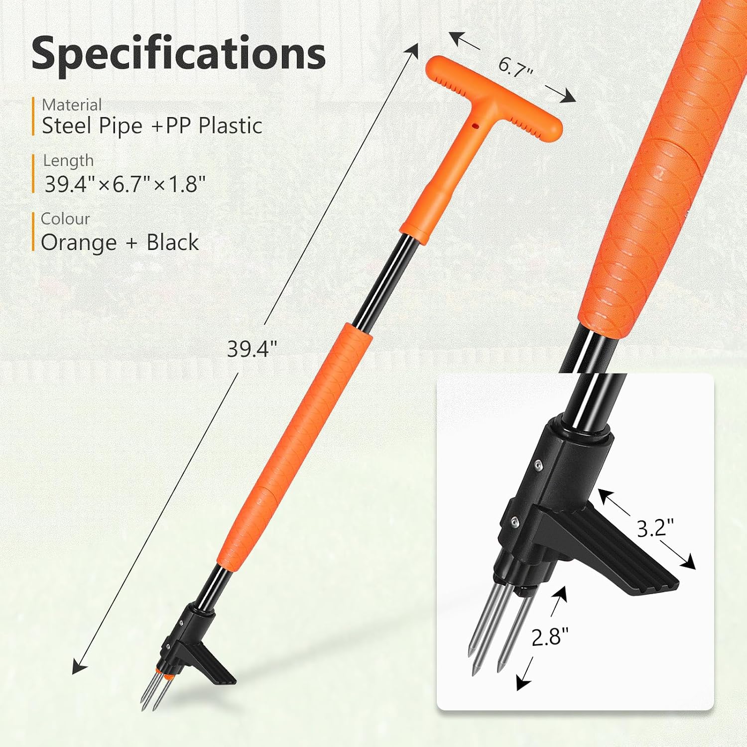 SHANTRA Weed Puller Tool, 3-Claw Stand Up Weed Puller Tool with Long Handle, Garden Weeder Puller Heavy Duty Stand Up