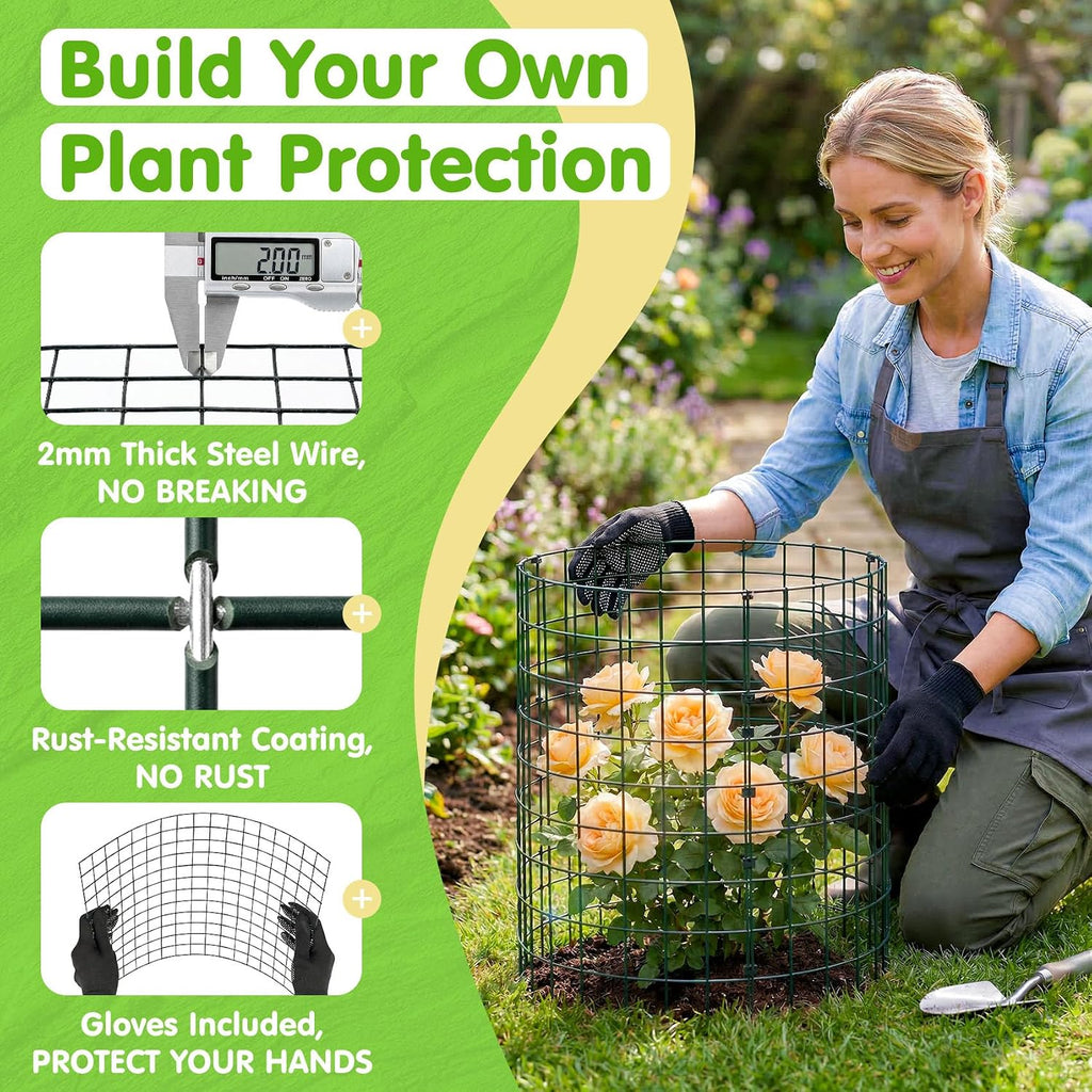 10 Pack Round Plant Protector from Animals – 30pcs 12" × 12" Metal Wire Mesh Garden Plant Cages Wire Plant Covers