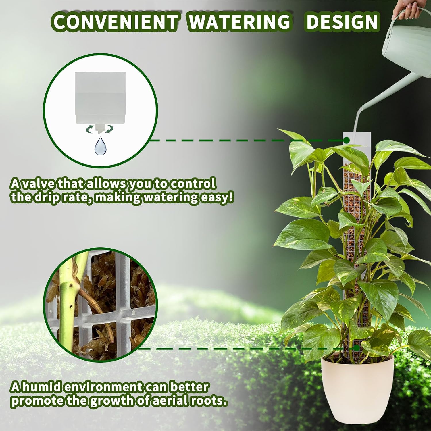 4PCS 18.7-Inch D-Shaped Self-Watering Moss Pole - Plastic Monstera Support for Indoor Climbing Plants. (4, White)
