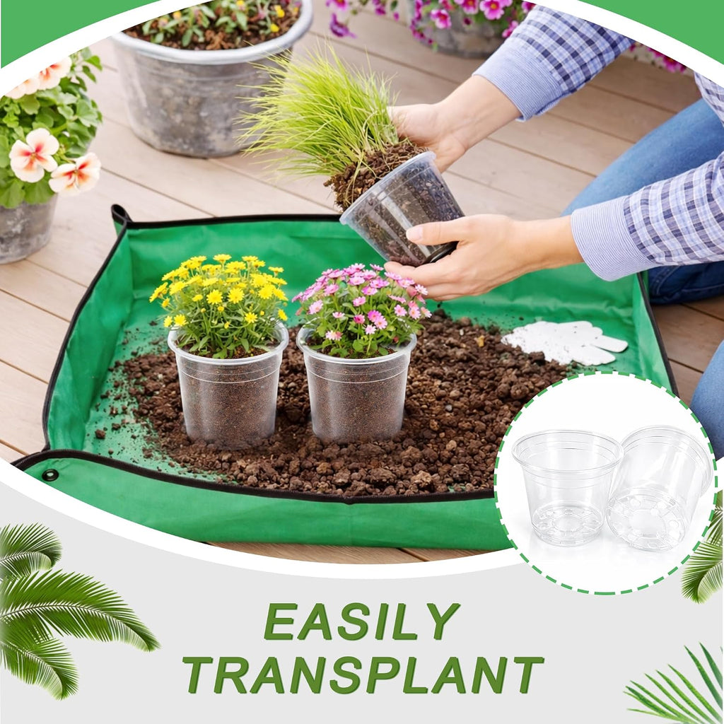 12PCS 5.75/7/8/10 in Clear Nursery Pots with Drainage Plant Pots | For Plants Seedling Flower Vegetables Orchids