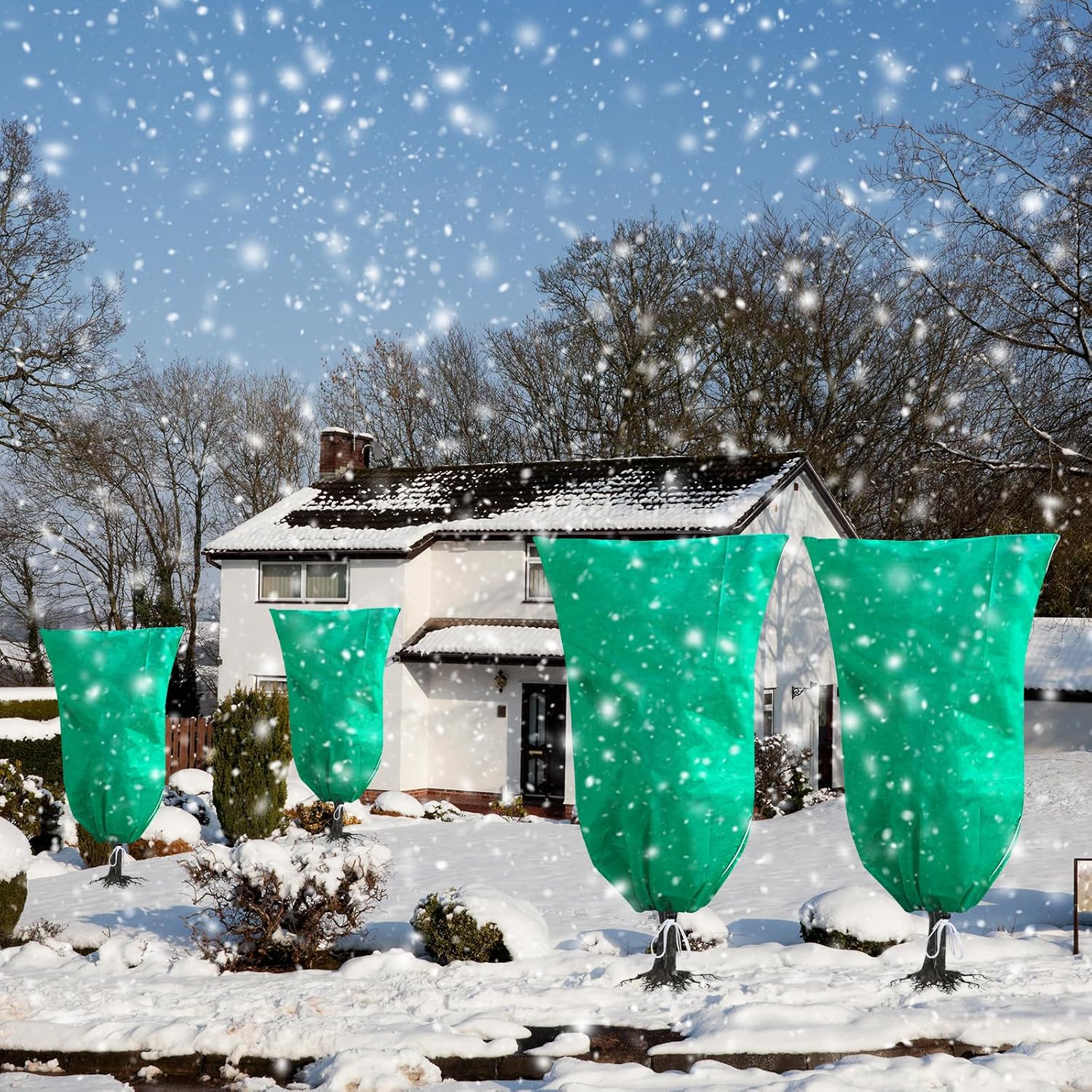 Phopich 4 Pack Plant Covers Freeze Protection 32''W x 48''H 2.5oz/yd² | Winter Tree Frost Blankets Frost Cloths