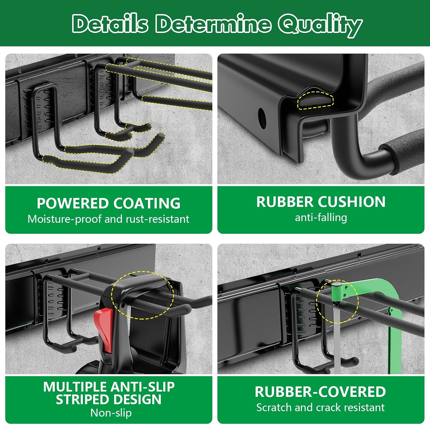 48" Garage Tool Organizer Wall Mount - 500lbs Garden Tool Organizer with Adjustable Hooks, Heavy Duty Metal Garage