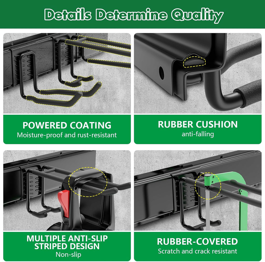 64" Garage Tool Organizer Wall Mount - 720lbs Garden Tool Organizer with Adjustable Hooks, Heavy Duty Metal Garage