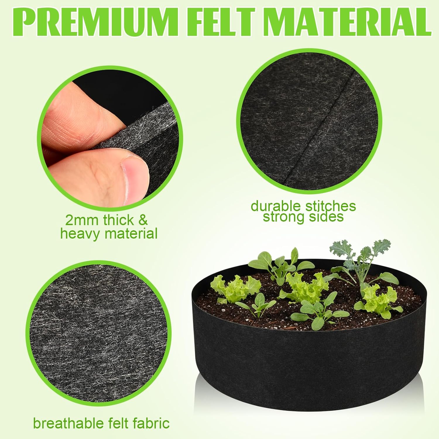 Hushee 3 Pack Plant Grow Bags 50/95/100 Gallon Large Round Grow Bags Raised Garden Beds Planters Pots Heavy Duty Fabric