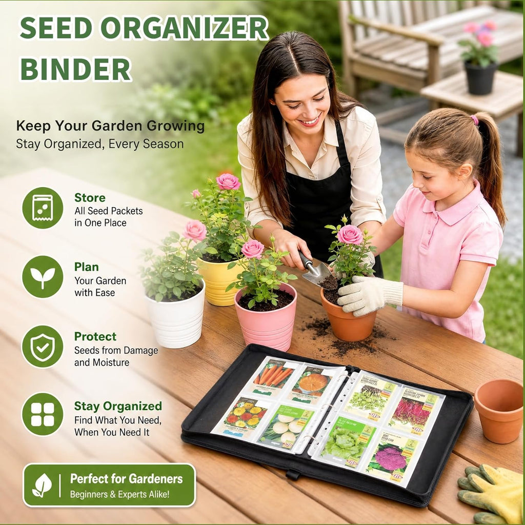 Zippered Seed Storage Organizer Binder with Handle