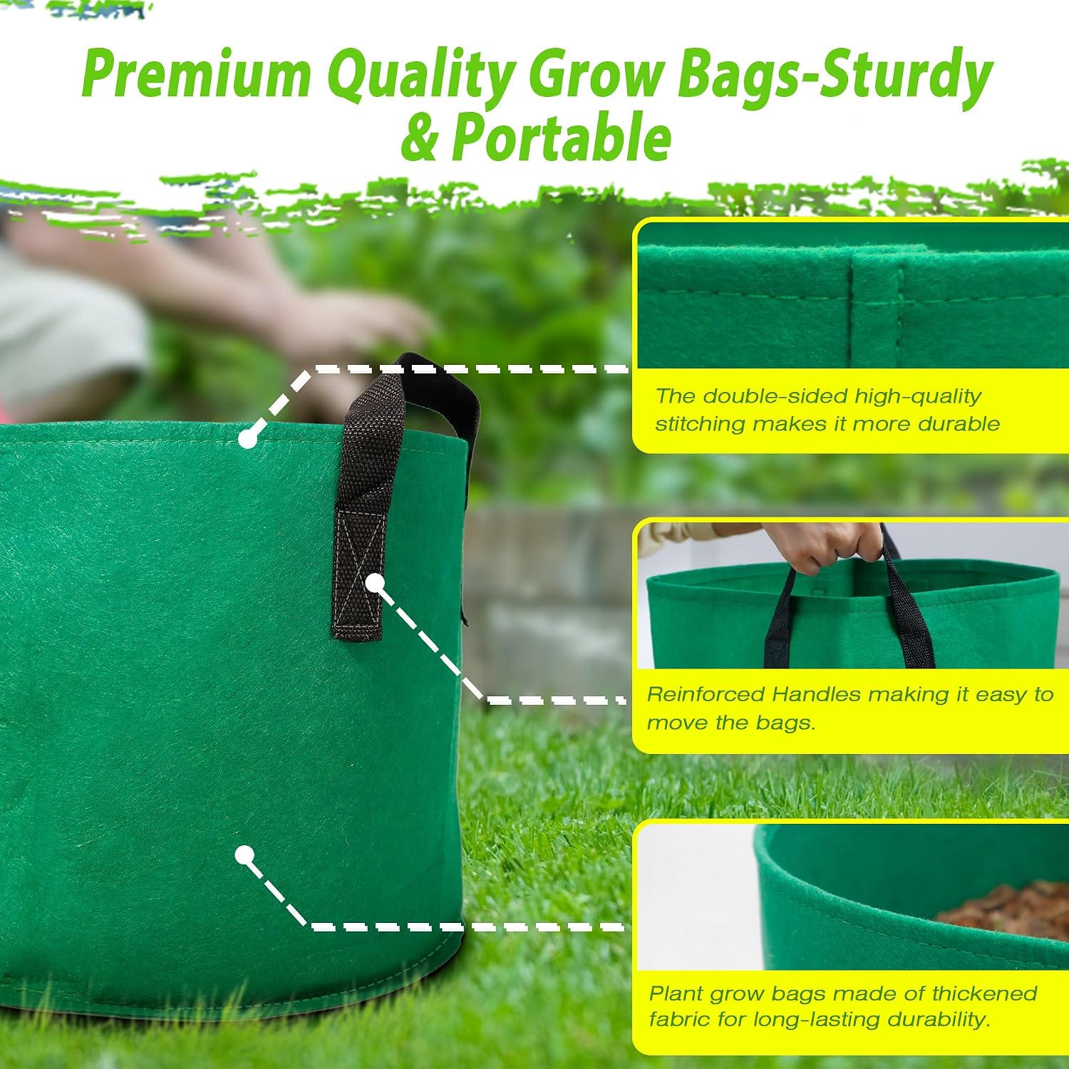 7 Pack 7 Gallon Plant Grow Bags - Mixed 7 Colors with Reinforced Handles & Aeration Design, Ideal for Tomato, Flowers &