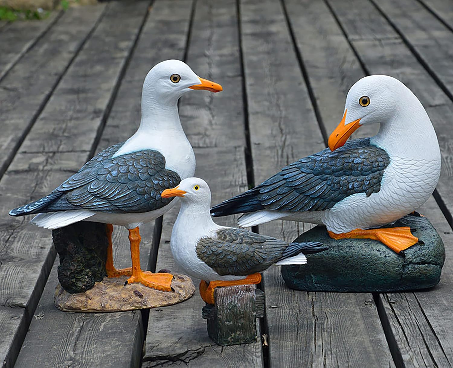 Real Seagull Outdoor Sculpture,Garden Bird Statue,Beach Statue Decor,Resin Animal Seabird Ornaments,Coastal Beach