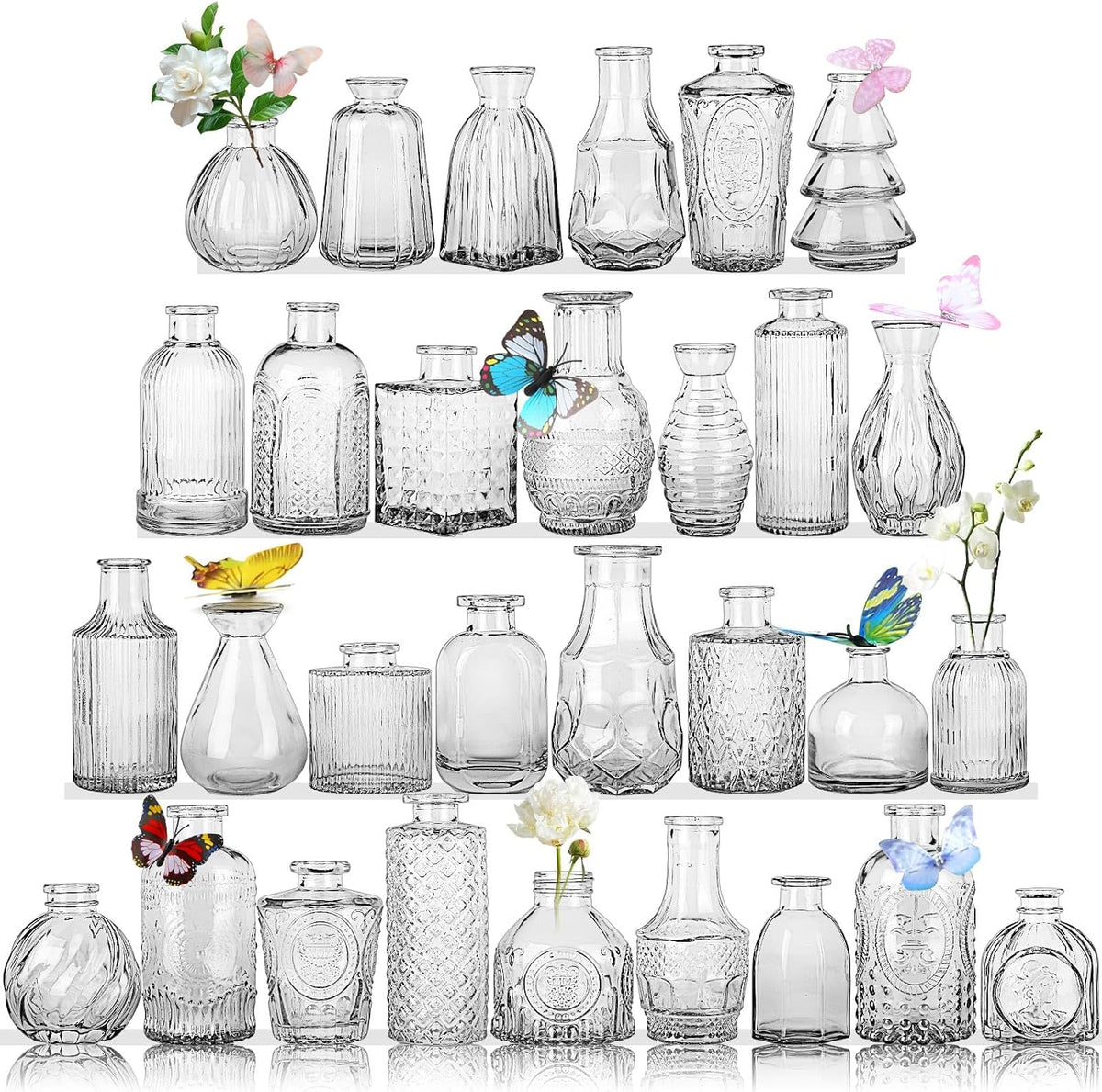 4 Pack Clear Butterfly Vase Acrylic Frame Centerpieces, Classic